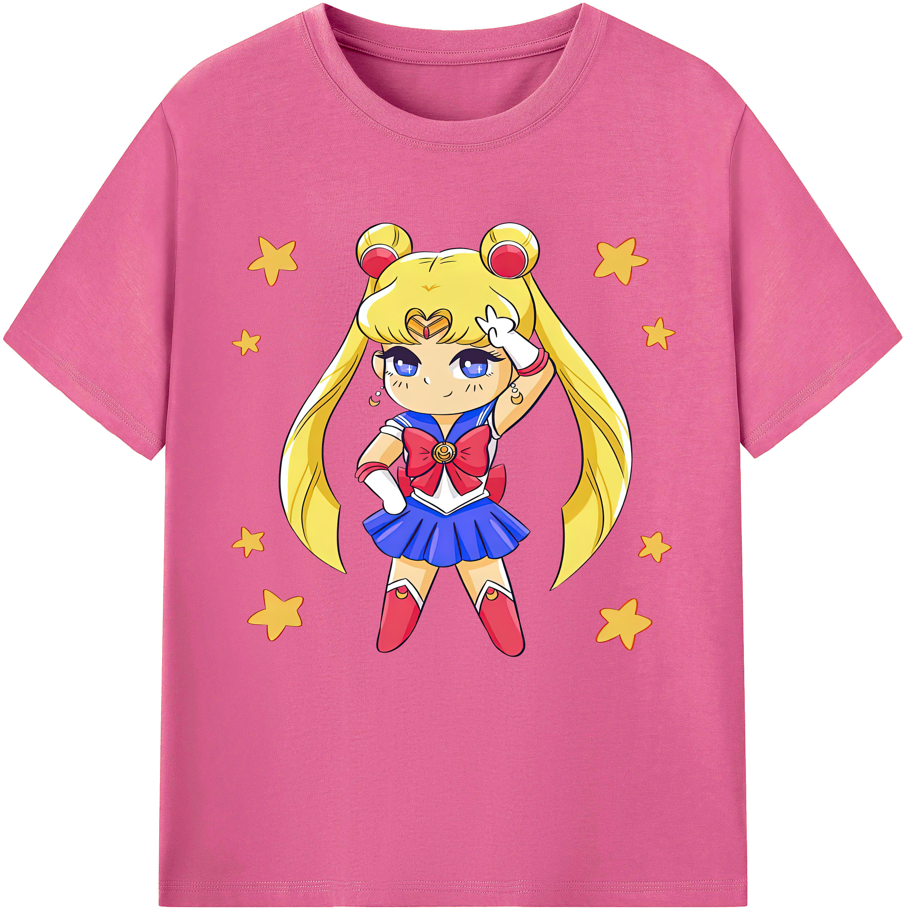 （画像用） 美少女戦士セーラームーン 月野 うさぎ つきの うさぎ Sailor Moon Tsukino Usagi レディースカジュアルプリントTシャツ（綿100％）