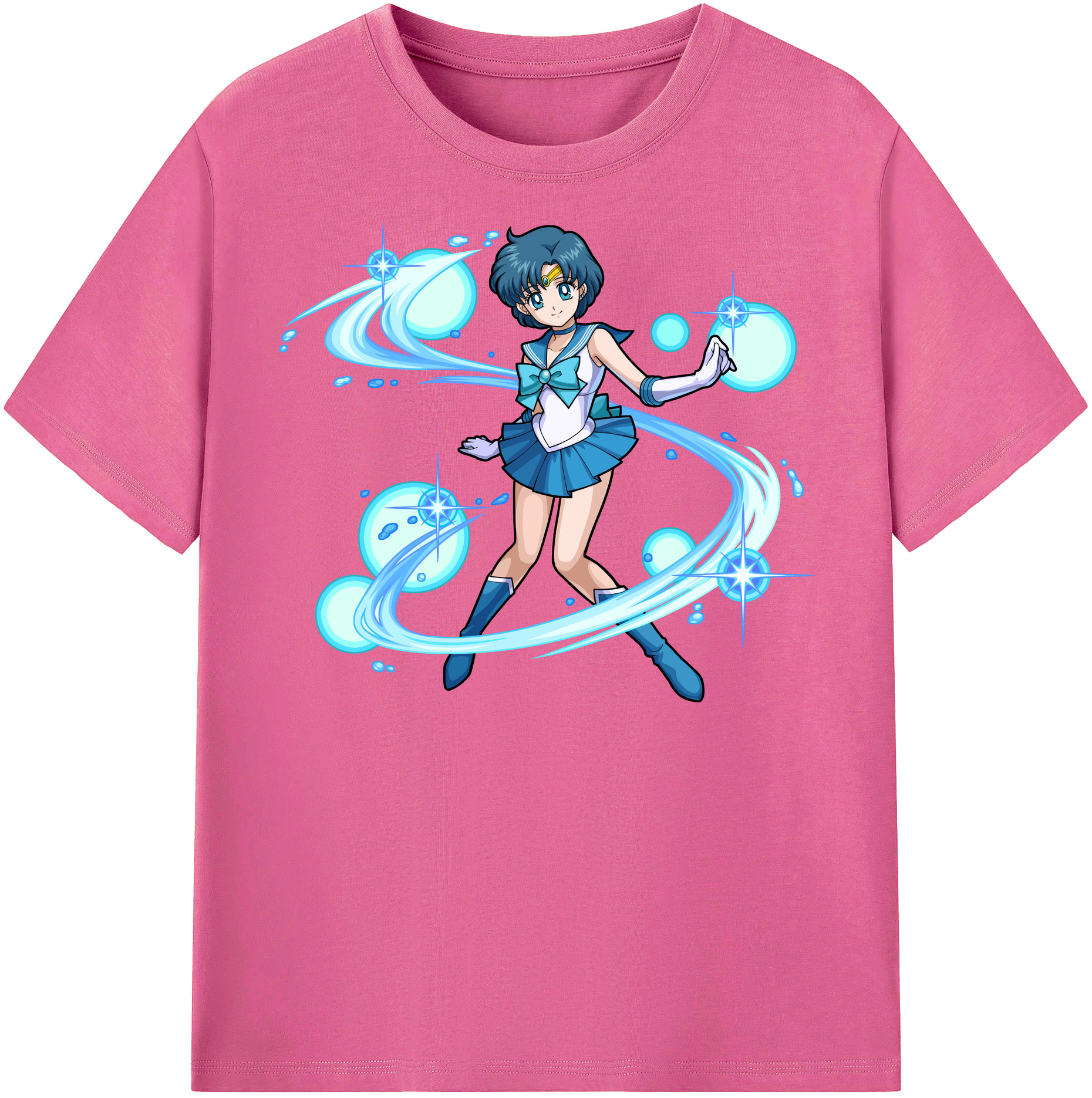 （画像用） 美少女戦士セーラームーン 水野 亜美 みずの あみ Sailor Moon Mizuno Ami レディースカジュアルプリントTシャツ（綿100％）