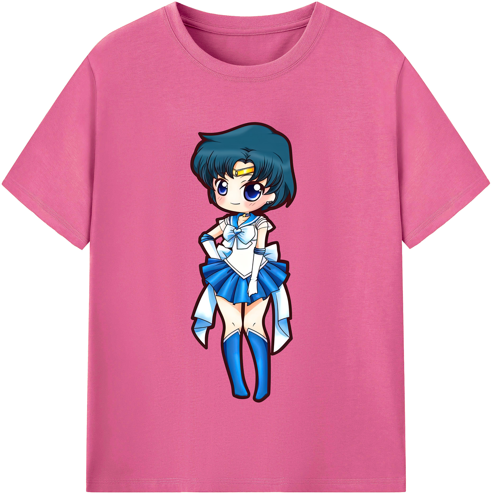 （画像用） 美少女戦士セーラームーン 水野 亜美 みずの あみ Sailor Moon Mizuno Ami レディースカジュアルプリントTシャツ（綿100％）
