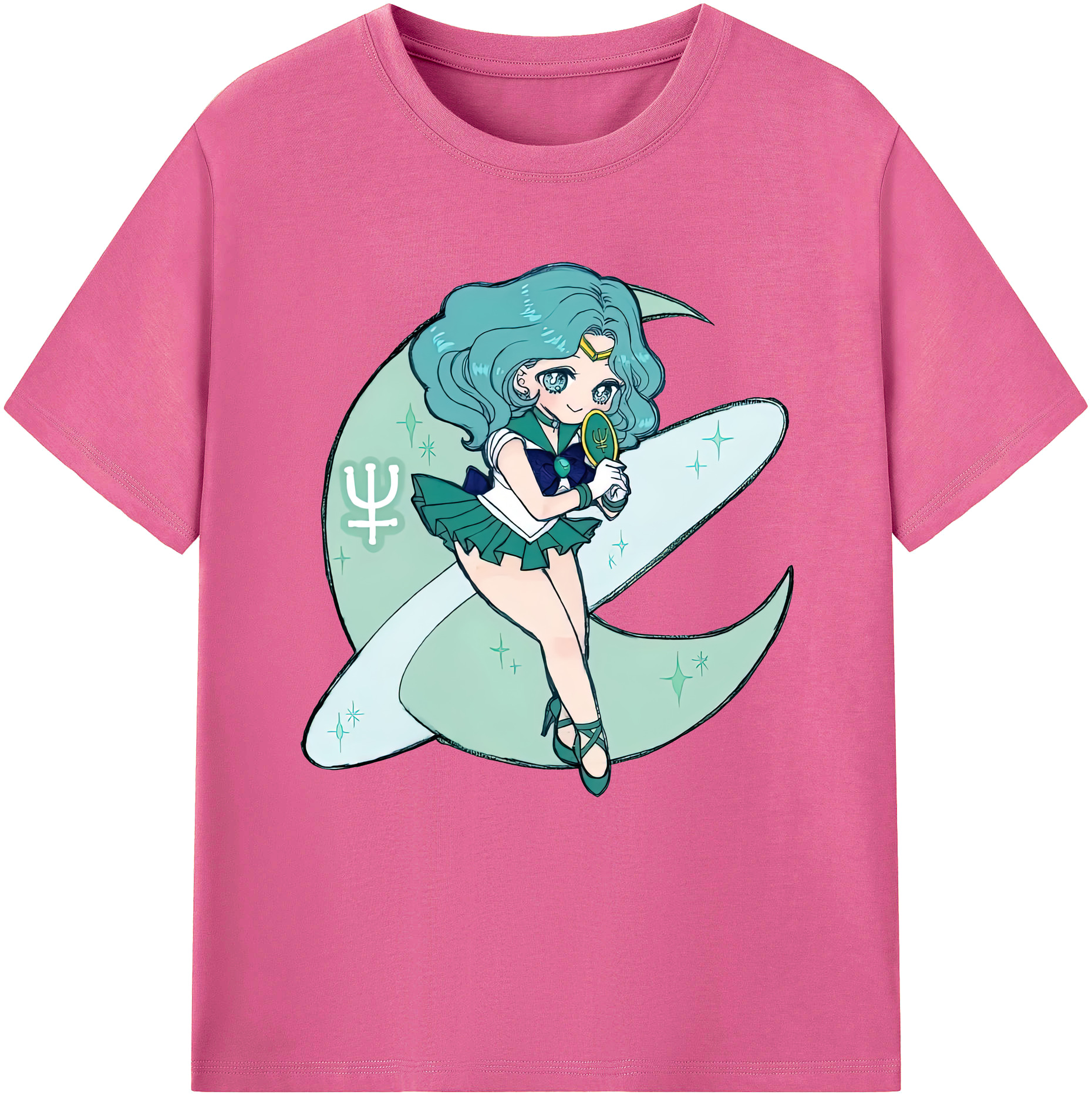 （画像用） 美少女戦士セーラームーン 海王 みちる（かいおう みちる） Sailor Moon Kaiou Michiru レディースカジュアルプリントTシャツ（綿100％）