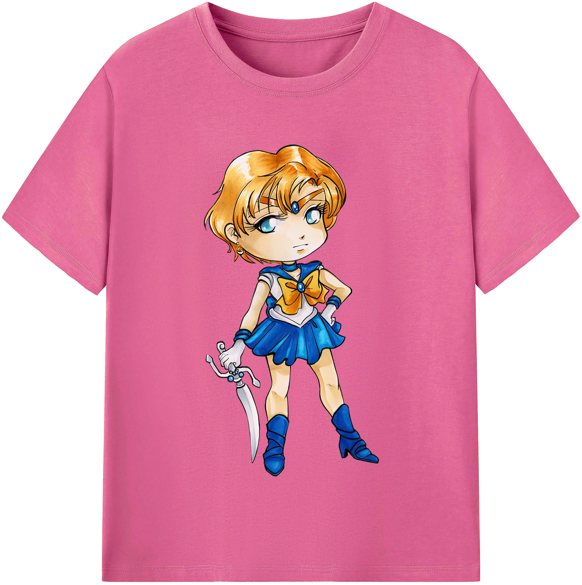 （画像用） 美少女戦士セーラームーン 天王はるか Sailor Moon Tenoh Haruka レディースカジュアルプリントTシャツ（綿100％）