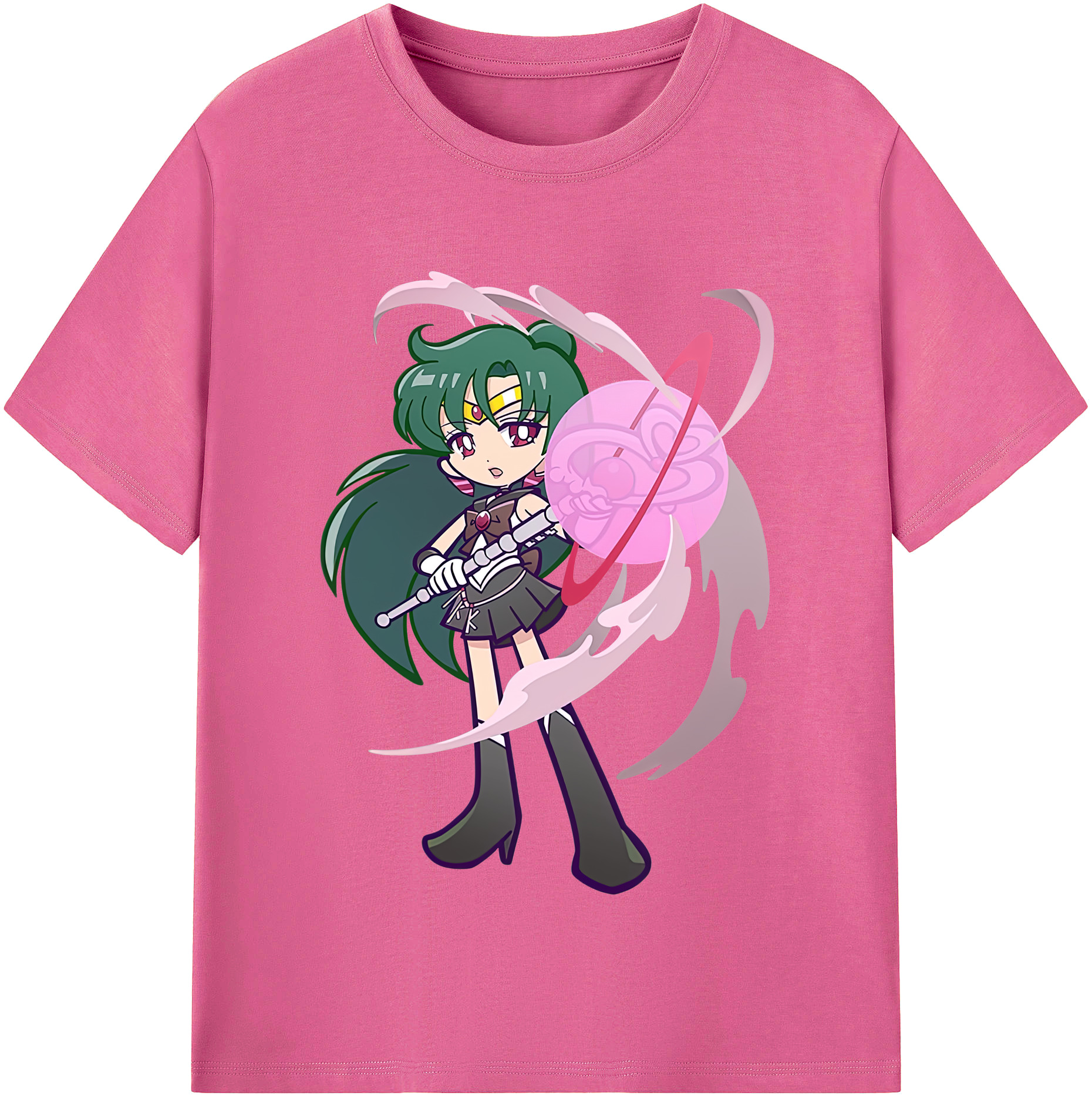 （画像用） 美少女戦士セーラームーン 冥王せつな Sailor Moon Meiou Setsuna レディースカジュアルプリントTシャツ（綿100％）
