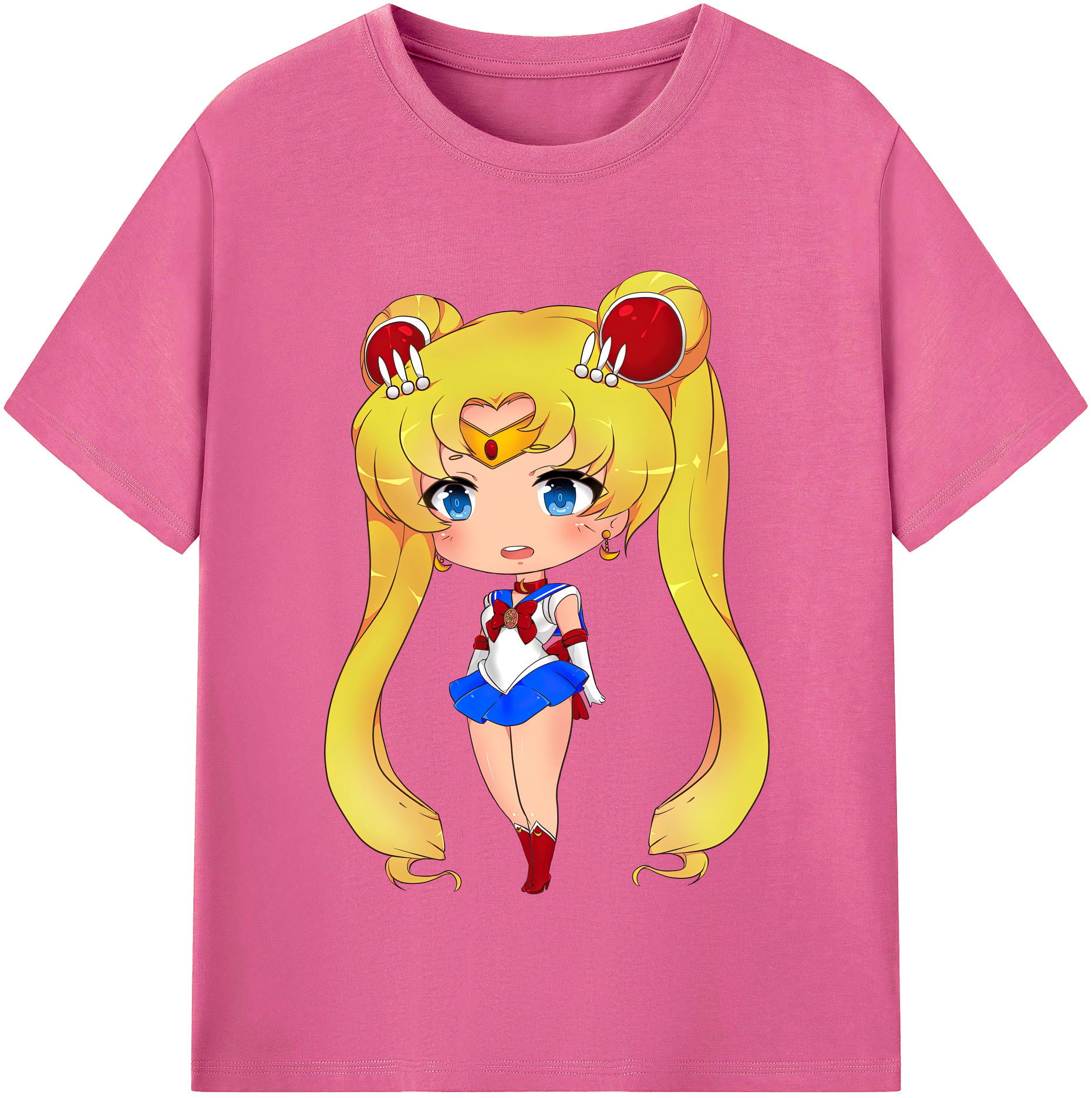 （画像用） 美少女戦士セーラームーン 月野 うさぎ つきの うさぎ Sailor Moon Tsukino Usagi レディースカジュアルプリントTシャツ（綿100％）