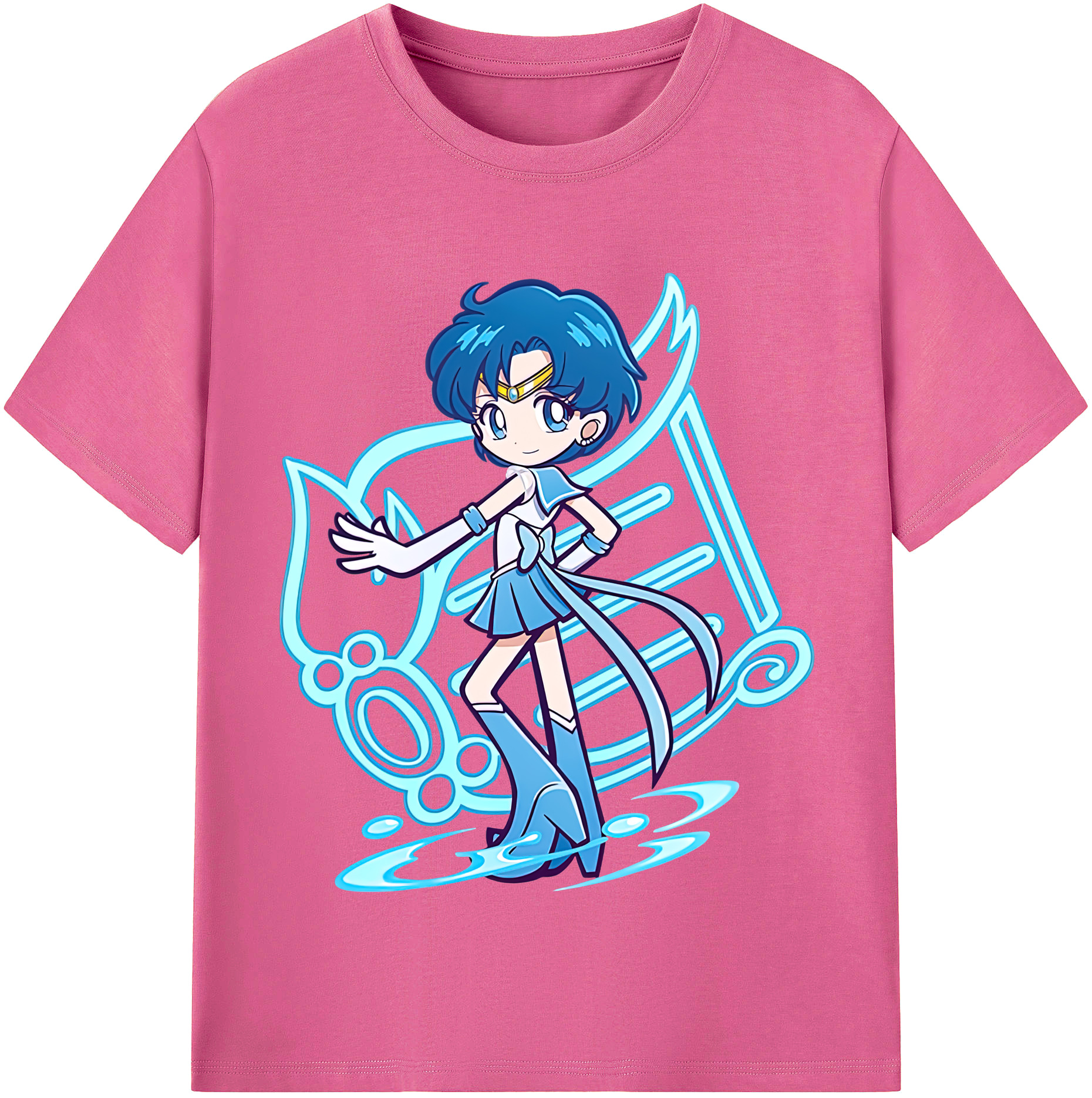（画像用） 美少女戦士セーラームーン 水野 亜美 みずの あみ Sailor Moon Mizuno Ami レディースカジュアルプリントTシャツ（綿100％）