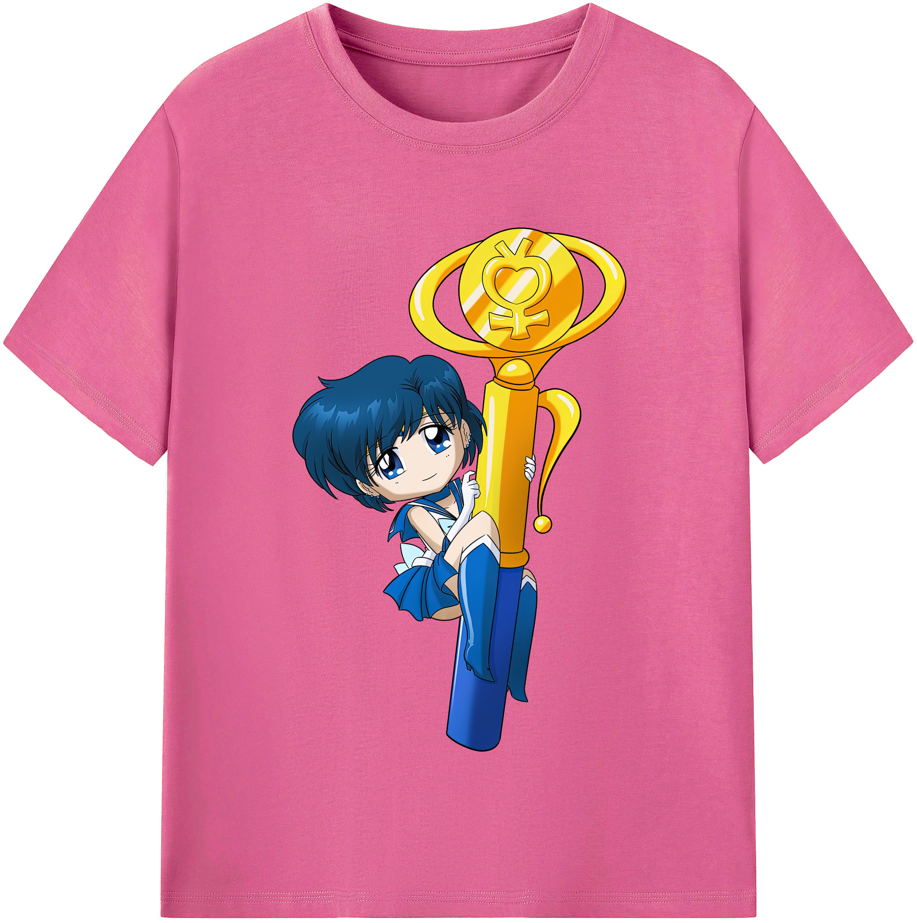（画像用） 美少女戦士セーラームーン 水野 亜美 みずの あみ Sailor Moon Mizuno Ami レディースカジュアルプリントTシャツ（綿100％）
