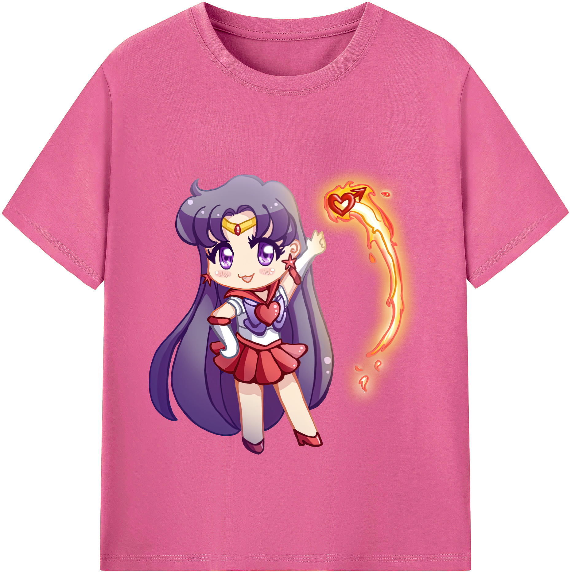 （画像用） 美少女戦士セーラームーン 火野レイ ひの レイ Sailor Moon Hino Rei （セーラーマーズ,Sailor Mars） レディースカジュアルプリントTシャツ（綿100％）