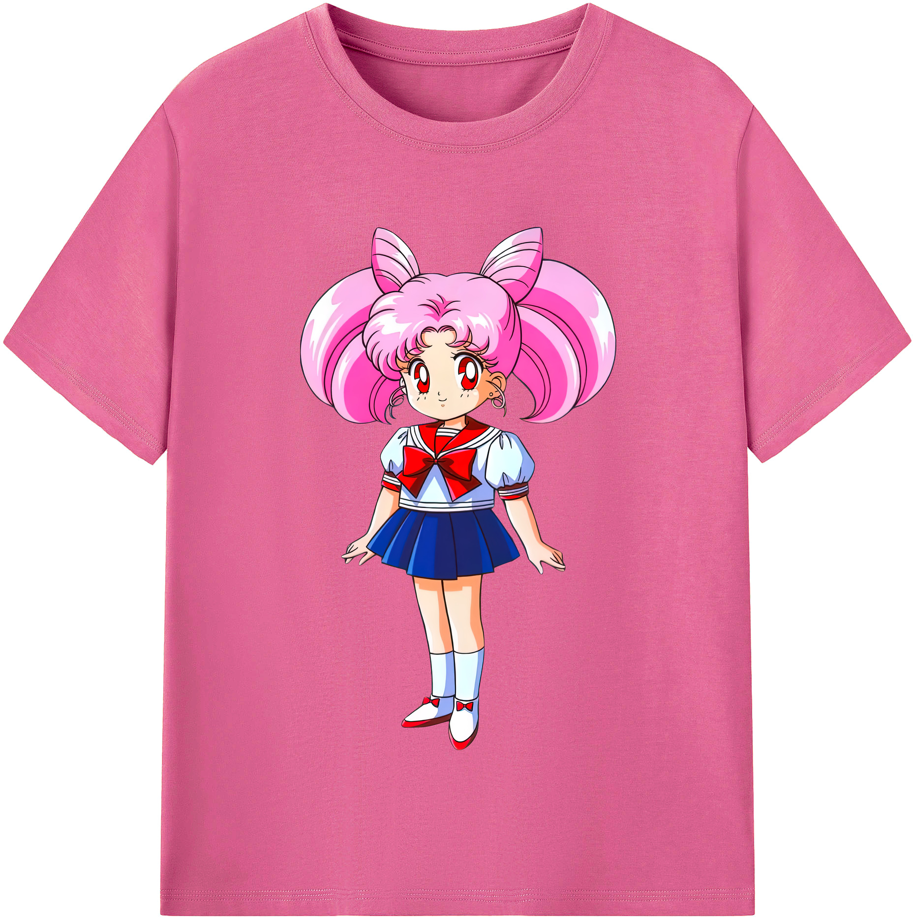 （画像用） 美少女戦士セーラームーン ちびうさ Sailor Moon Chibiusa Tsukino Usagi Small Lady Serenity レディースカジュアルプリントTシャツ（綿100％）