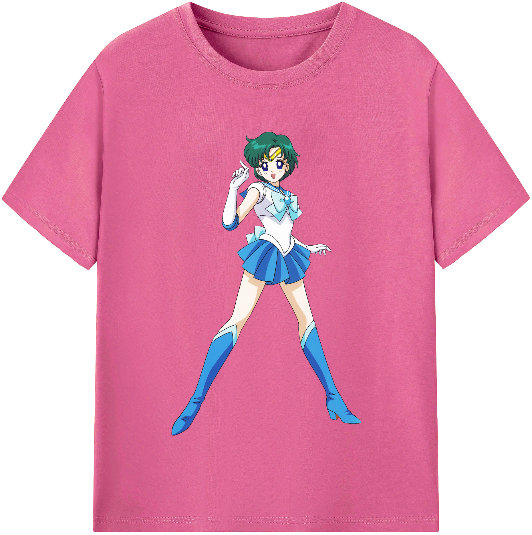 （画像用） 美少女戦士セーラームーン 海王 みちる（かいおう みちる） Sailor Moon Kaiou Michiru レディースカジュアルプリントTシャツ（綿100％）