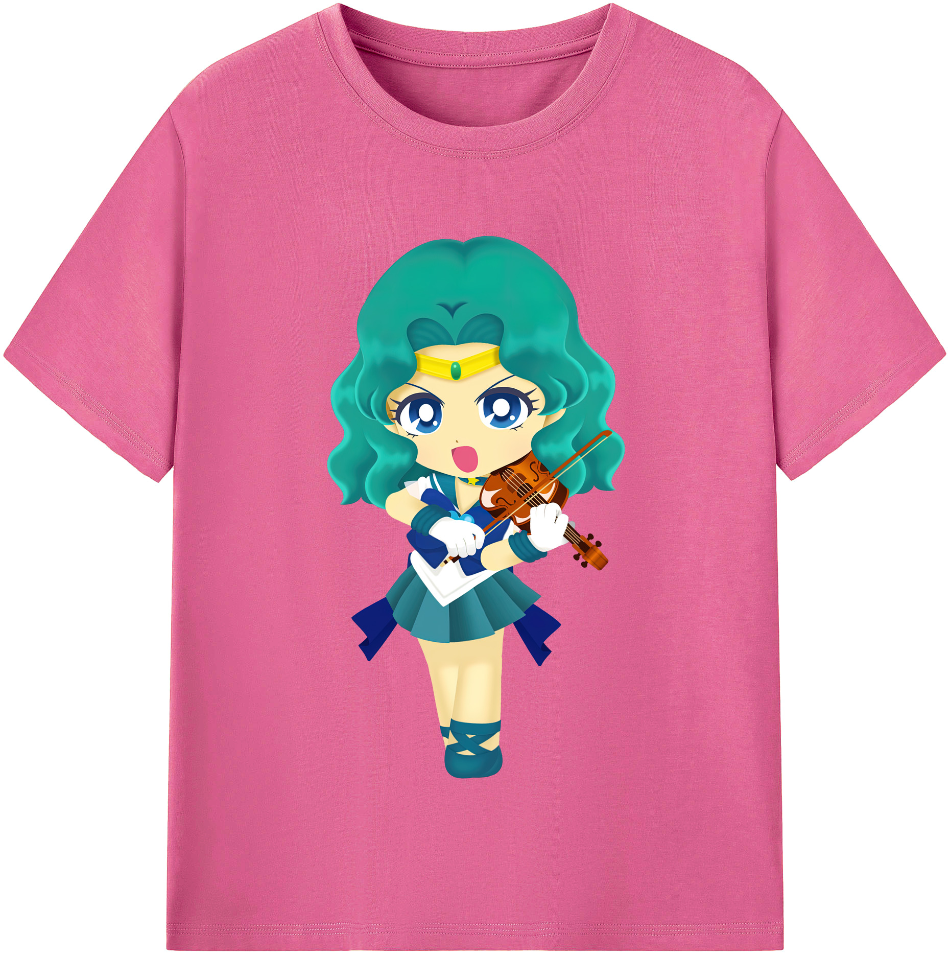 （画像用） 美少女戦士セーラームーン 海王 みちる（かいおう みちる） Sailor Moon Kaiou Michiru レディースカジュアルプリントTシャツ（綿100％）
