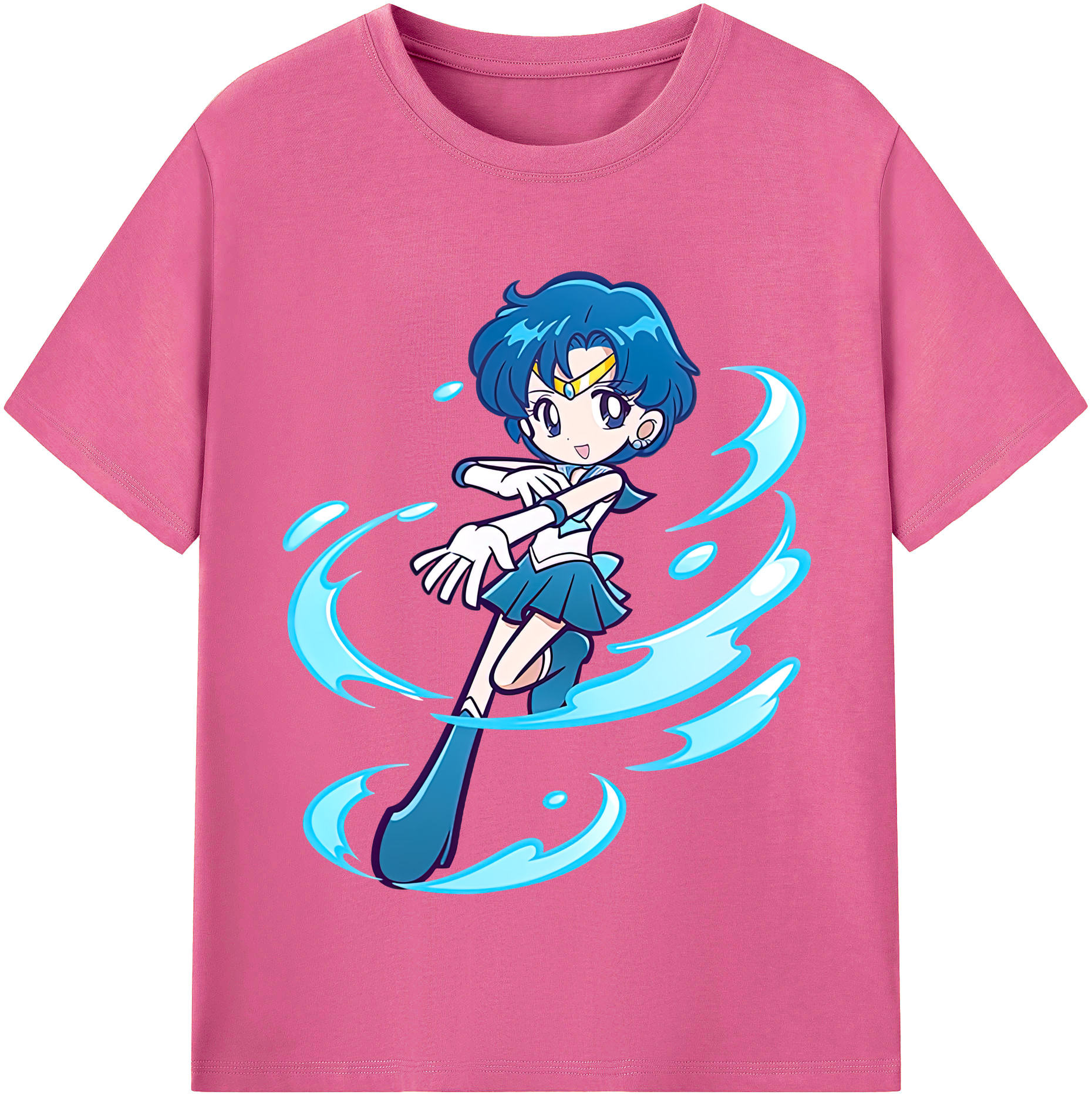 （画像用） 美少女戦士セーラームーン 水野 亜美 みずの あみ Sailor Moon Mizuno Ami レディースカジュアルプリントTシャツ（綿100％）