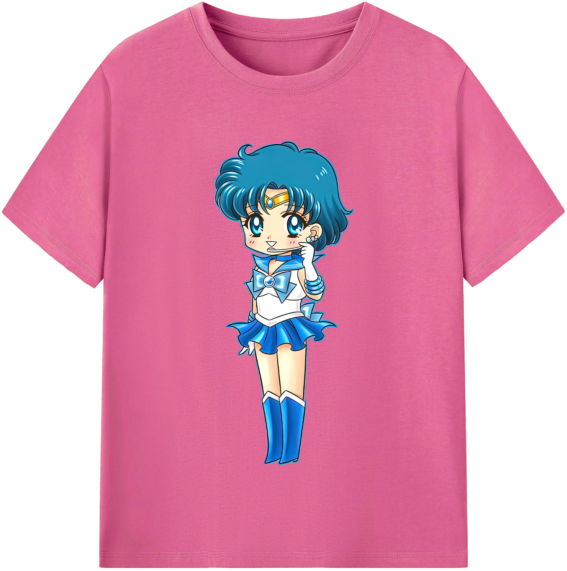 （画像用） 美少女戦士セーラームーン 水野 亜美 みずの あみ Sailor Moon Mizuno Ami レディースカジュアルプリントTシャツ（綿100％）
