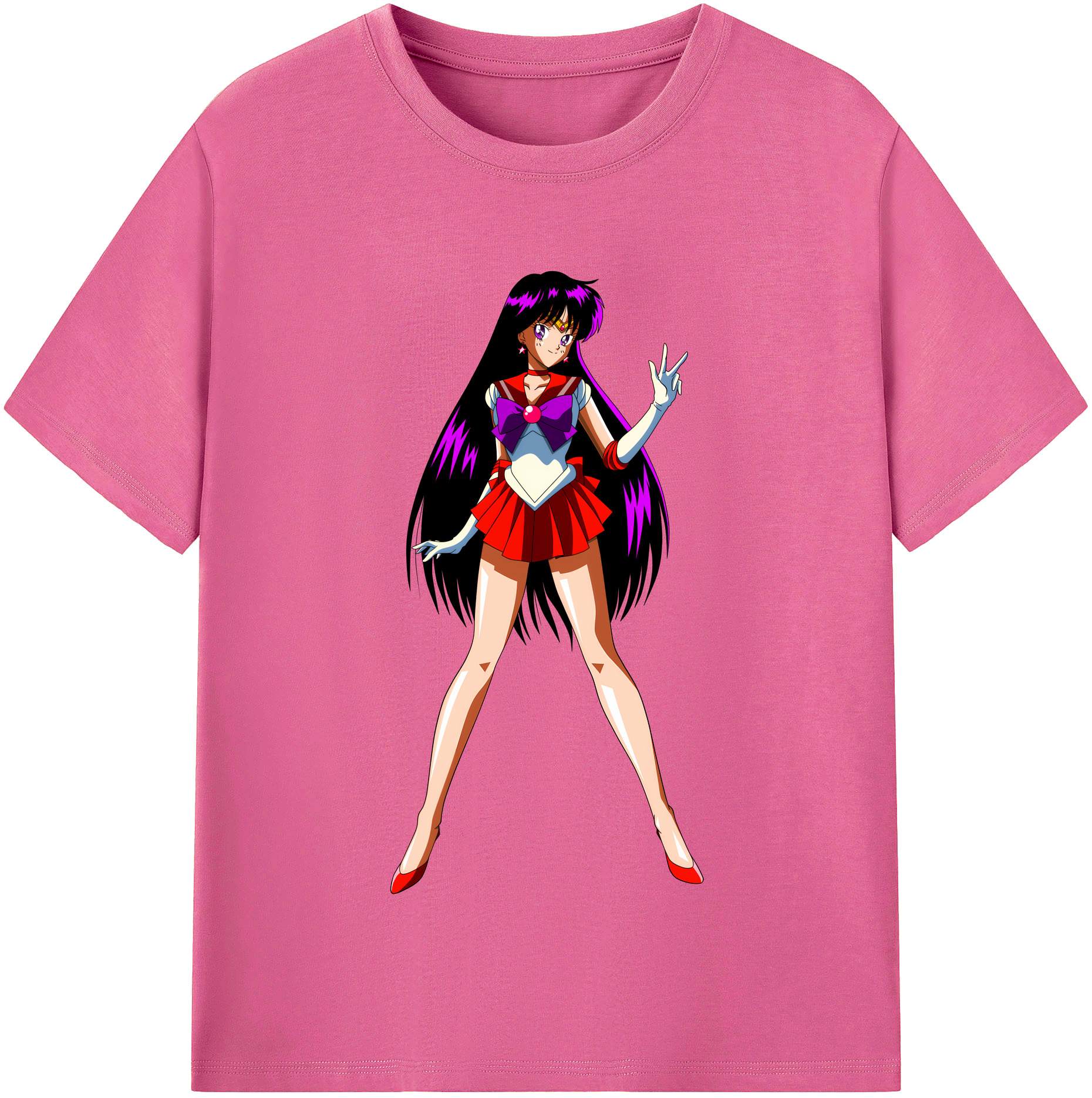（画像用） 美少女戦士セーラームーン 火野レイ ひの レイ Sailor Moon Hino Rei （セーラーマーズ,Sailor Mars） レディースカジュアルプリントTシャツ（綿100％）