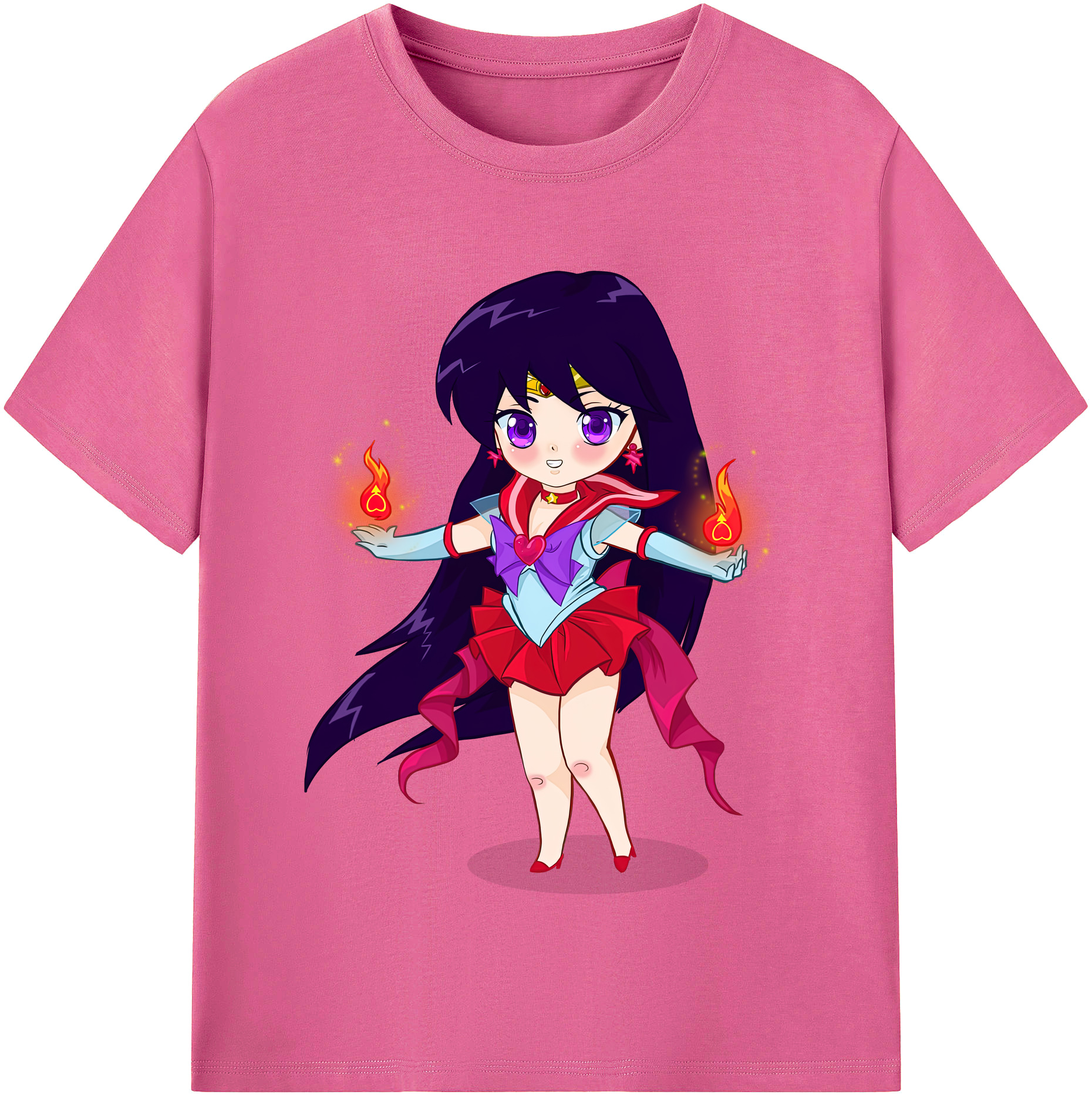（画像用） 美少女戦士セーラームーン 火野レイ ひの レイ Sailor Moon Hino Rei （セーラーマーズ,Sailor Mars） レディースカジュアルプリントTシャツ（綿100％）