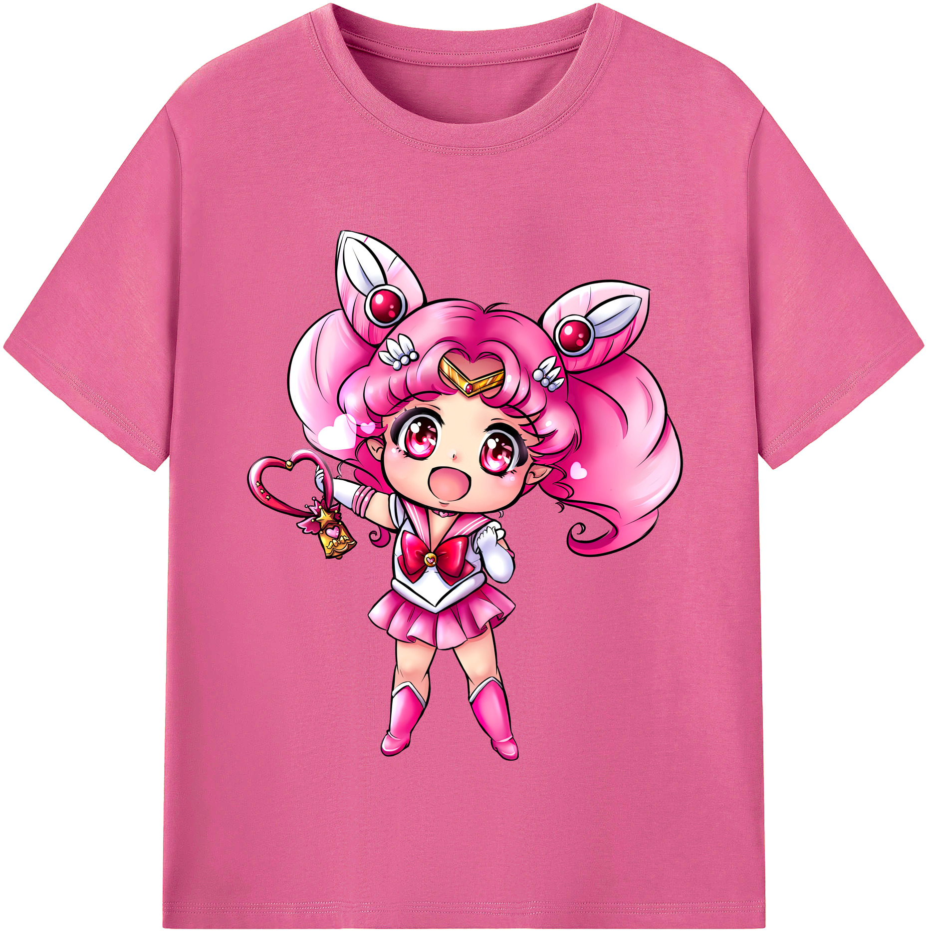 （画像用） 美少女戦士セーラームーン ちびうさ Sailor Moon Chibiusa Tsukino Usagi Small Lady Serenity レディースカジュアルプリントTシャツ（綿100％）