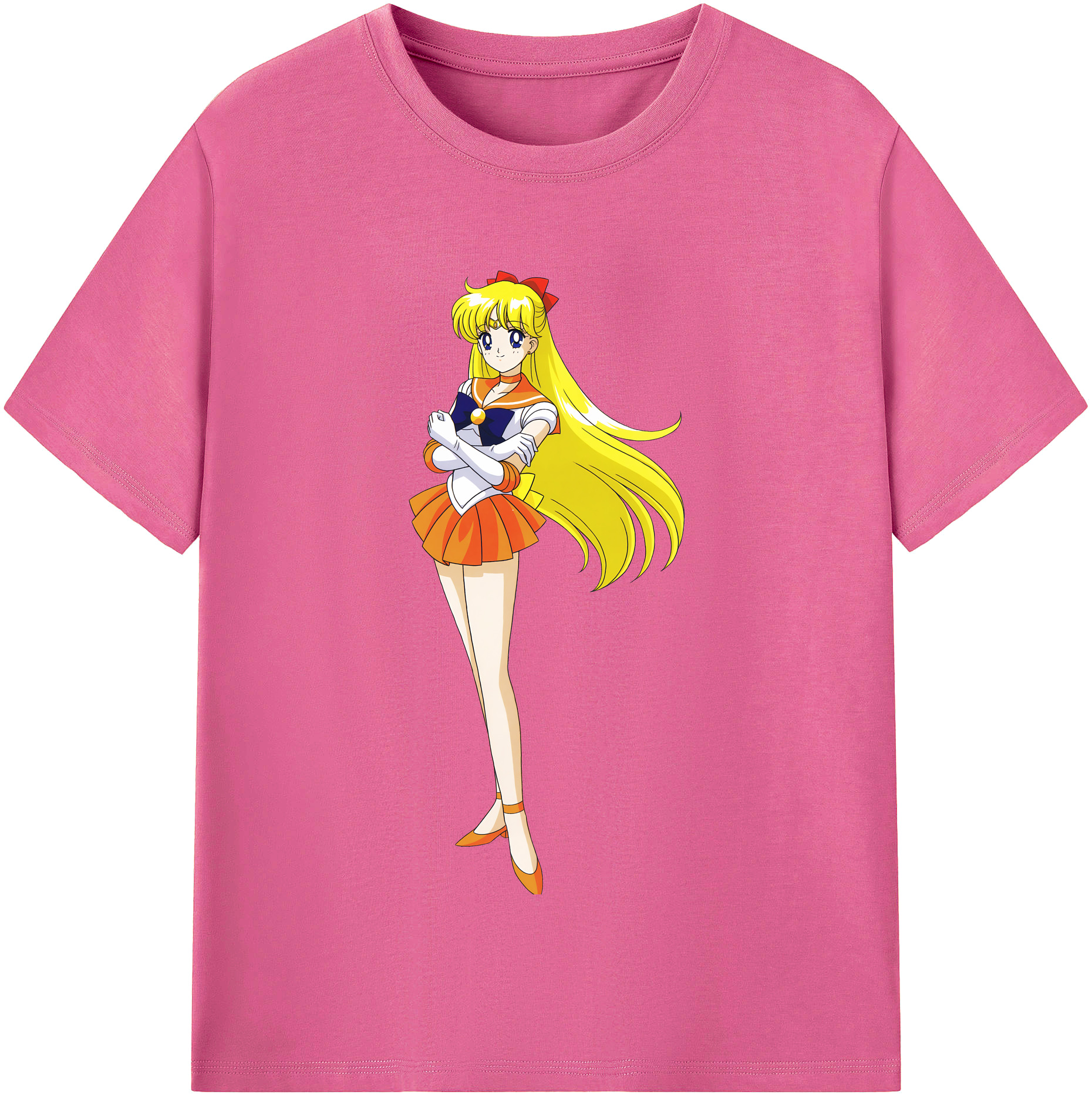 （画像用） 美少女戦士セーラームーン 愛野 美奈子 あいの みなこ Sailor Moon Aino Minako レディースカジュアルプリントTシャツ（綿100％）