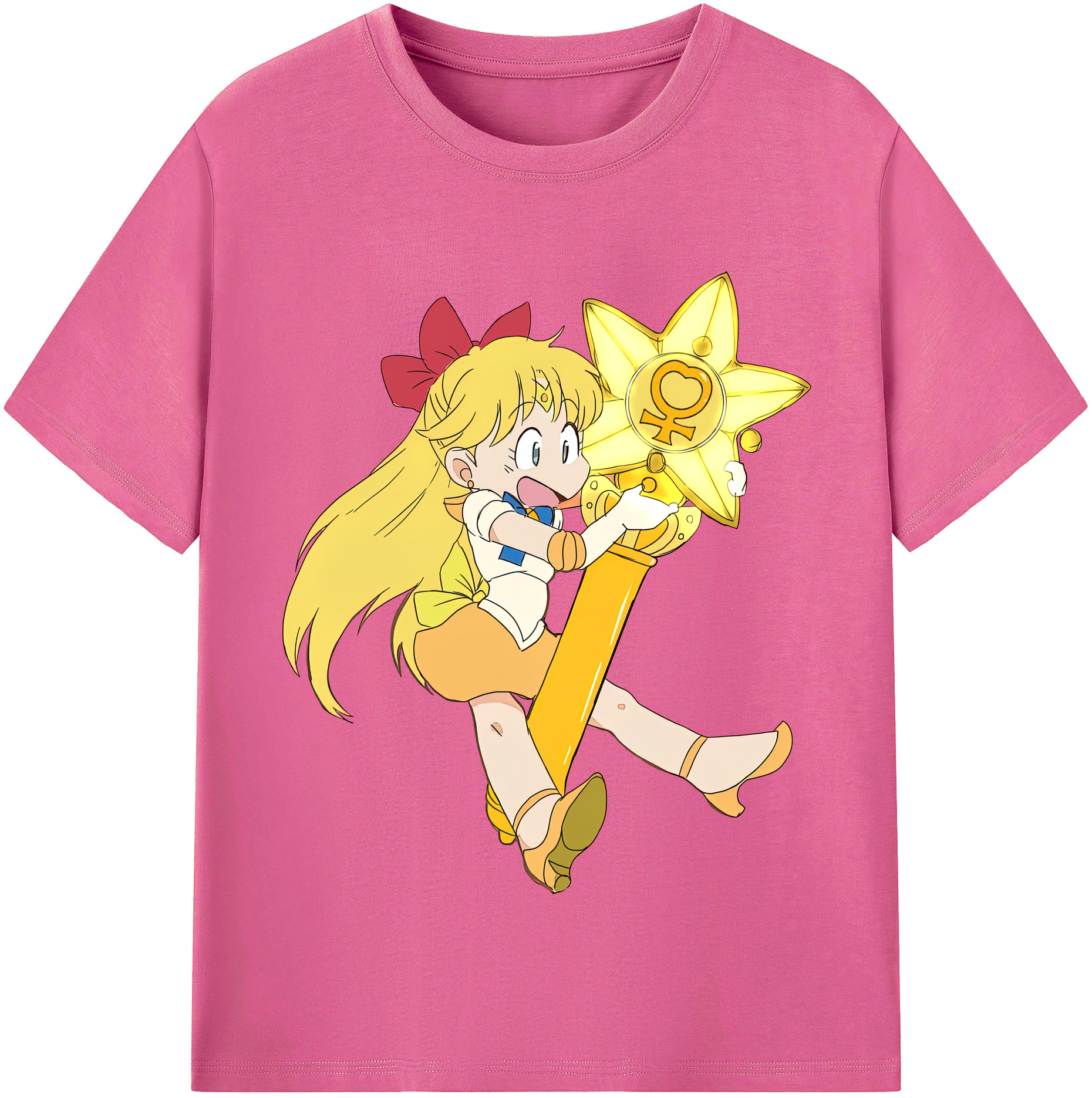 （画像用） 美少女戦士セーラームーン 愛野 美奈子 あいの みなこ Sailor Moon Aino Minako レディースカジュアルプリントTシャツ（綿100％）