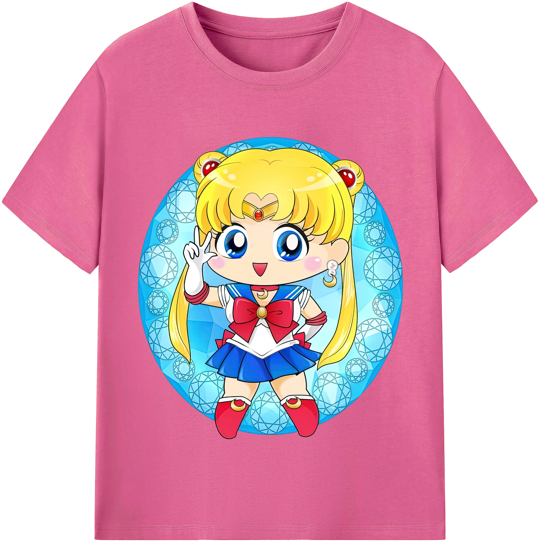 （画像用） 美少女戦士セーラームーン 月野 うさぎ つきの うさぎ Sailor Moon Tsukino Usagi レディースカジュアルプリントTシャツ（綿100％）