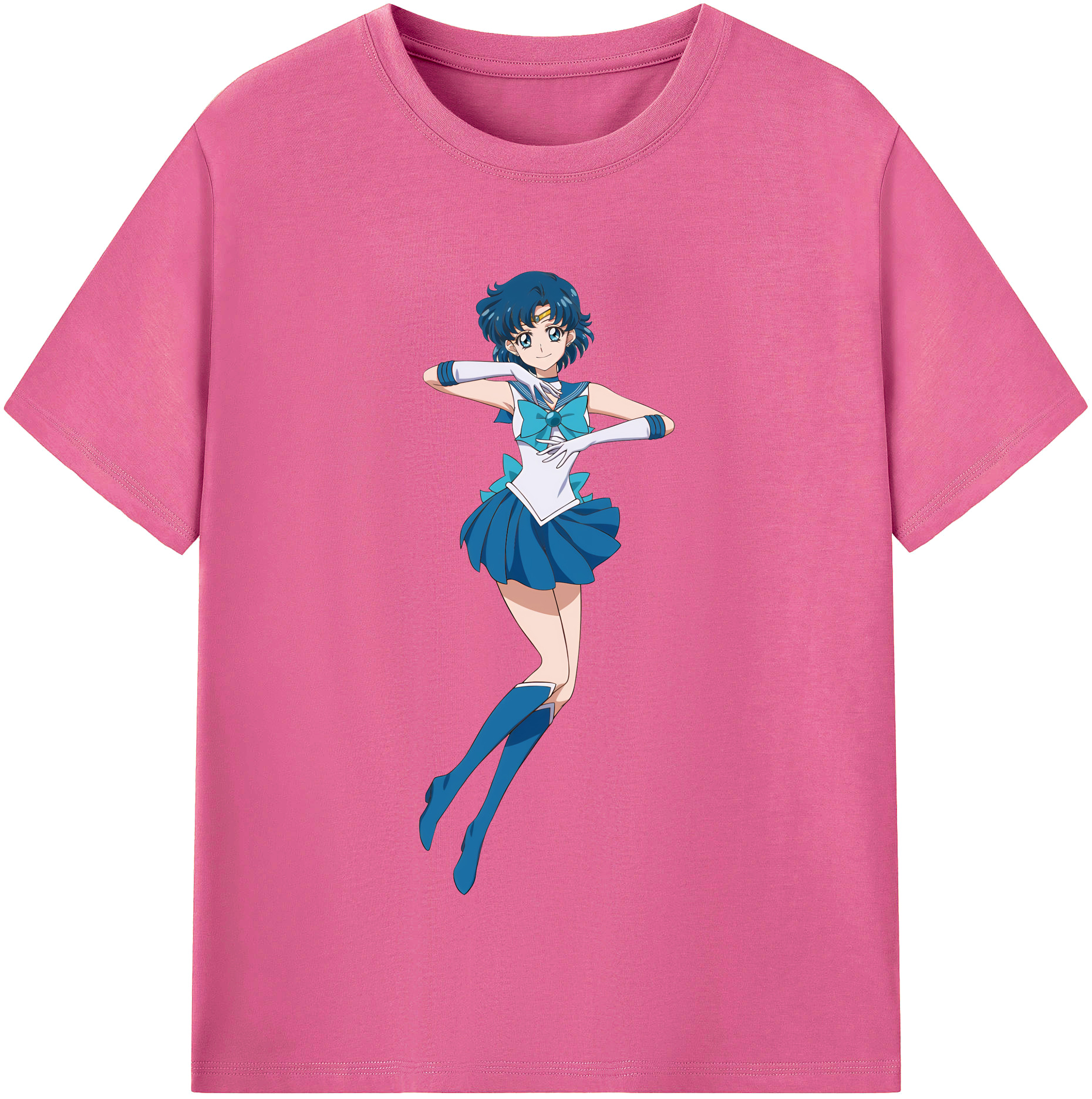（画像用） 美少女戦士セーラームーン 水野 亜美 みずの あみ Sailor Moon Mizuno Ami レディースカジュアルプリントTシャツ（綿100％）