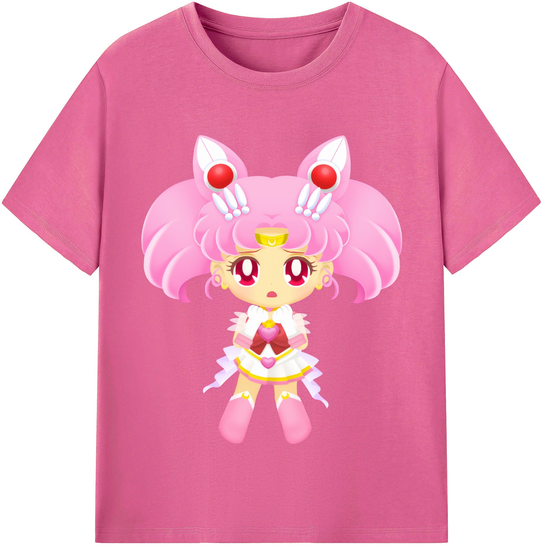（画像用） 美少女戦士セーラームーン ちびうさ Sailor Moon Chibiusa Tsukino Usagi Small Lady Serenity レディースカジュアルプリントTシャツ（綿100％）