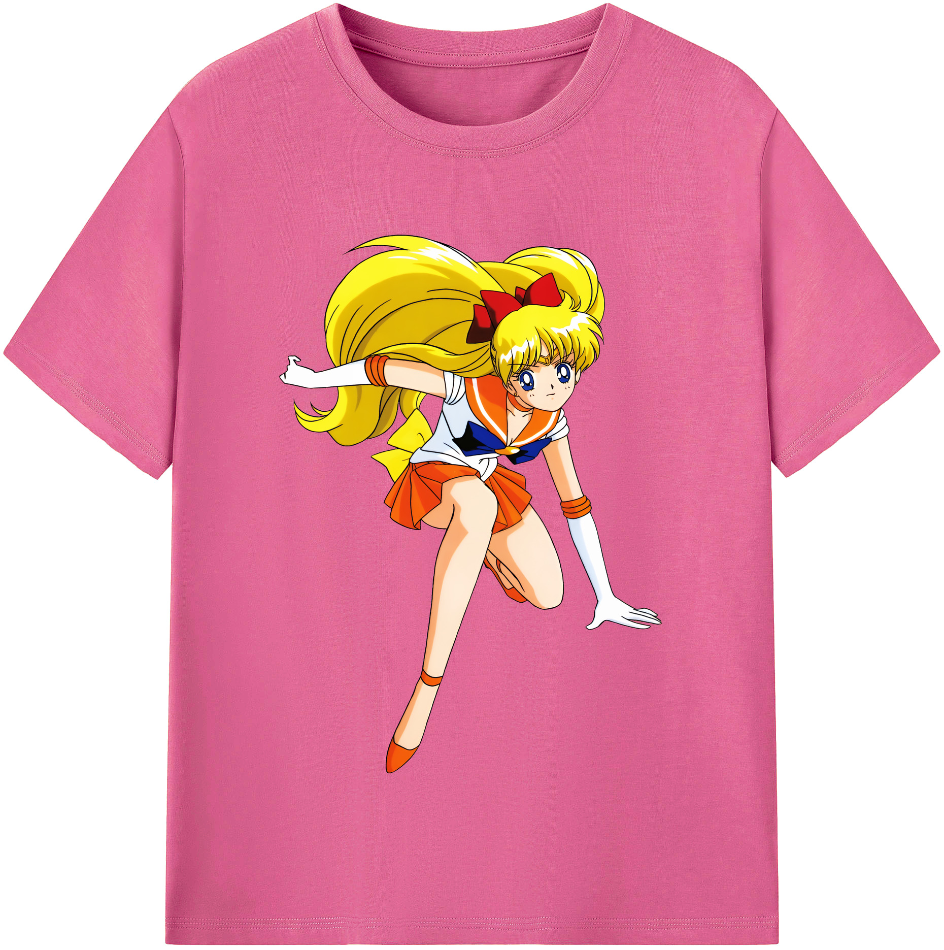 （画像用） 美少女戦士セーラームーン 愛野 美奈子 あいの みなこ Sailor Moon Aino Minako レディースカジュアルプリントTシャツ（綿100％）