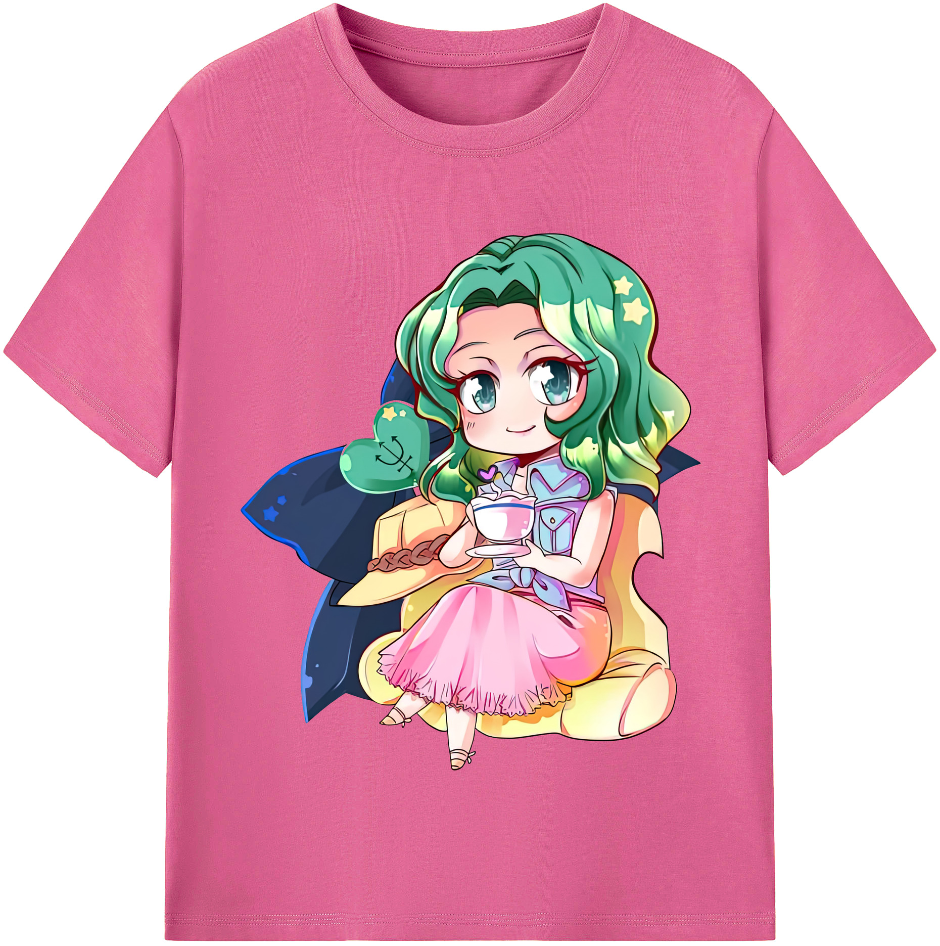 （画像用） 美少女戦士セーラームーン 海王 みちる（かいおう みちる） Sailor Moon Kaiou Michiru レディースカジュアルプリントTシャツ（綿100％）
