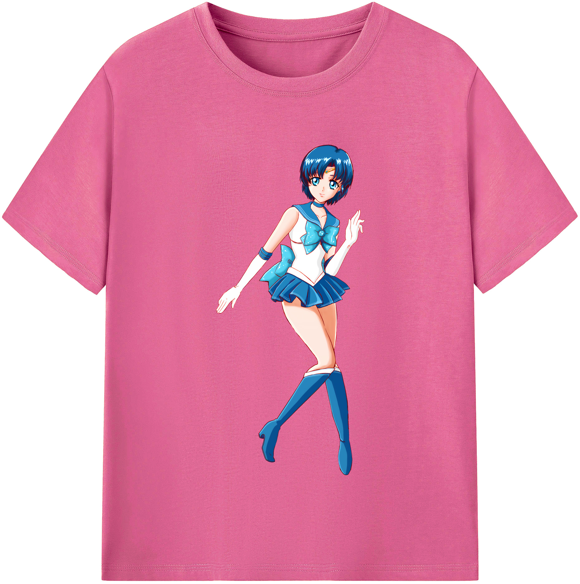 （画像用） 美少女戦士セーラームーン 水野 亜美 みずの あみ Sailor Moon Mizuno Ami レディースカジュアルプリントTシャツ（綿100％）