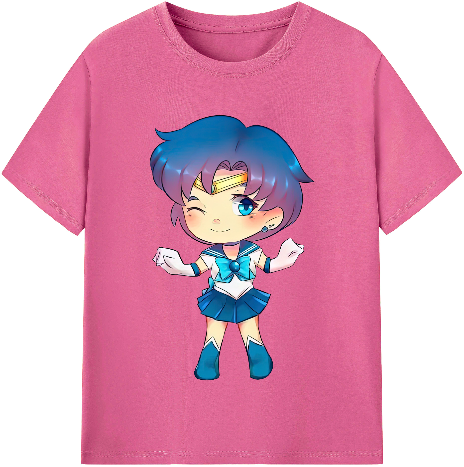 （画像用） 美少女戦士セーラームーン 水野 亜美 みずの あみ Sailor Moon Mizuno Ami レディースカジュアルプリントTシャツ（綿100％）