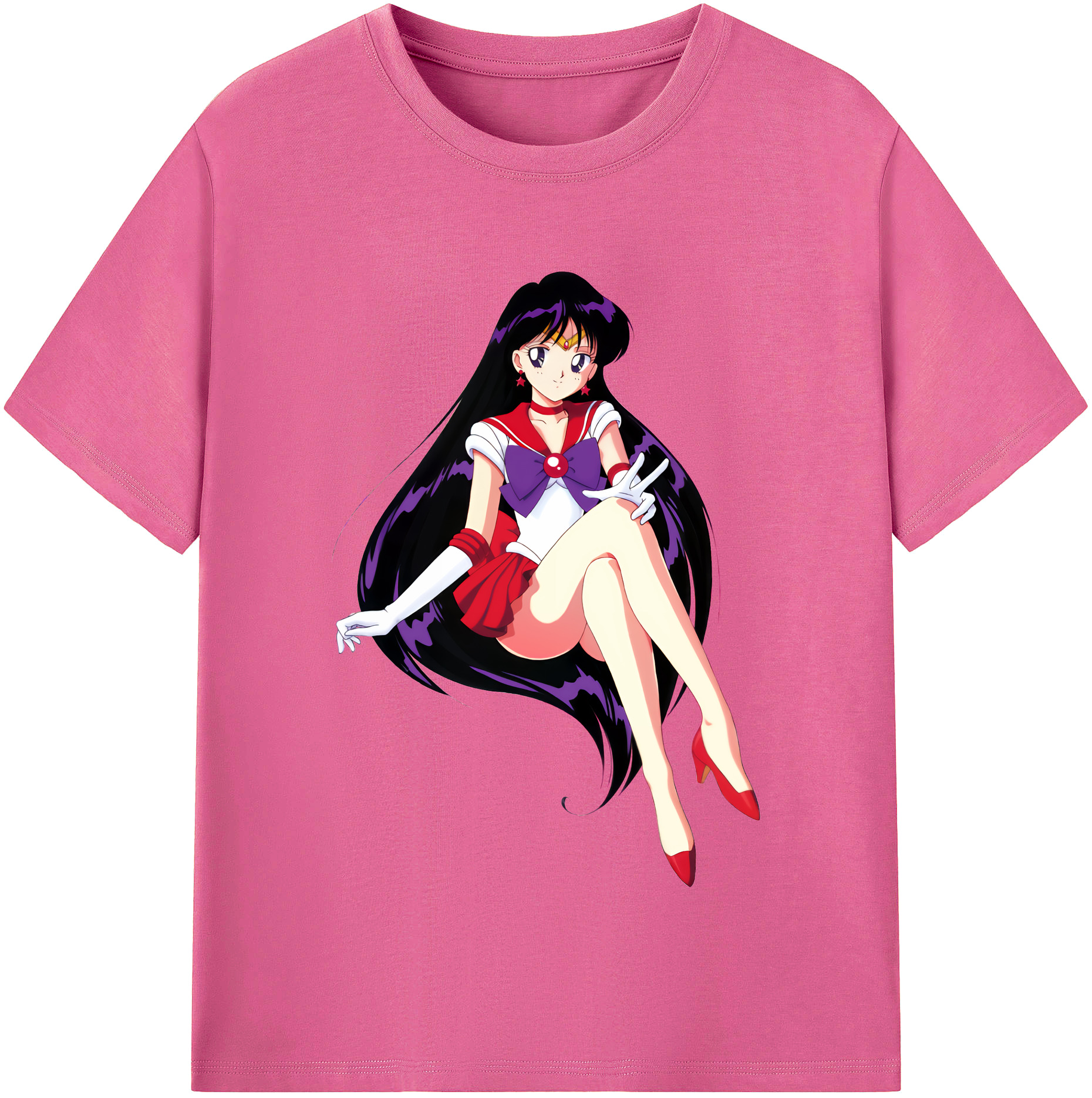 （画像用） 美少女戦士セーラームーン 火野レイ ひの レイ Sailor Moon Hino Rei （セーラーマーズ,Sailor Mars） レディースカジュアルプリントTシャツ（綿100％）