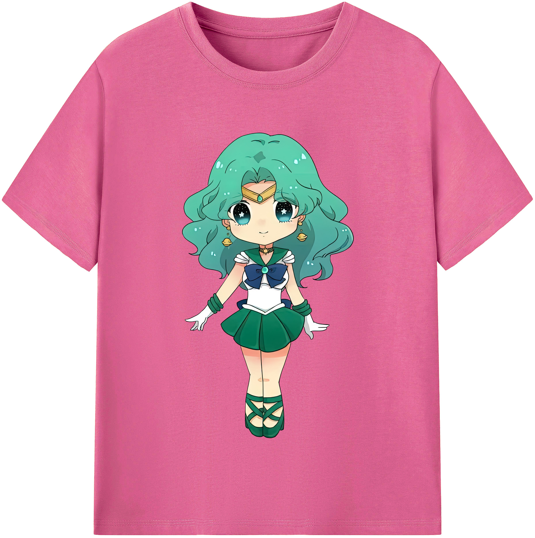 （画像用） 美少女戦士セーラームーン 海王 みちる（かいおう みちる） Sailor Moon Kaiou Michiru レディースカジュアルプリントTシャツ（綿100％）