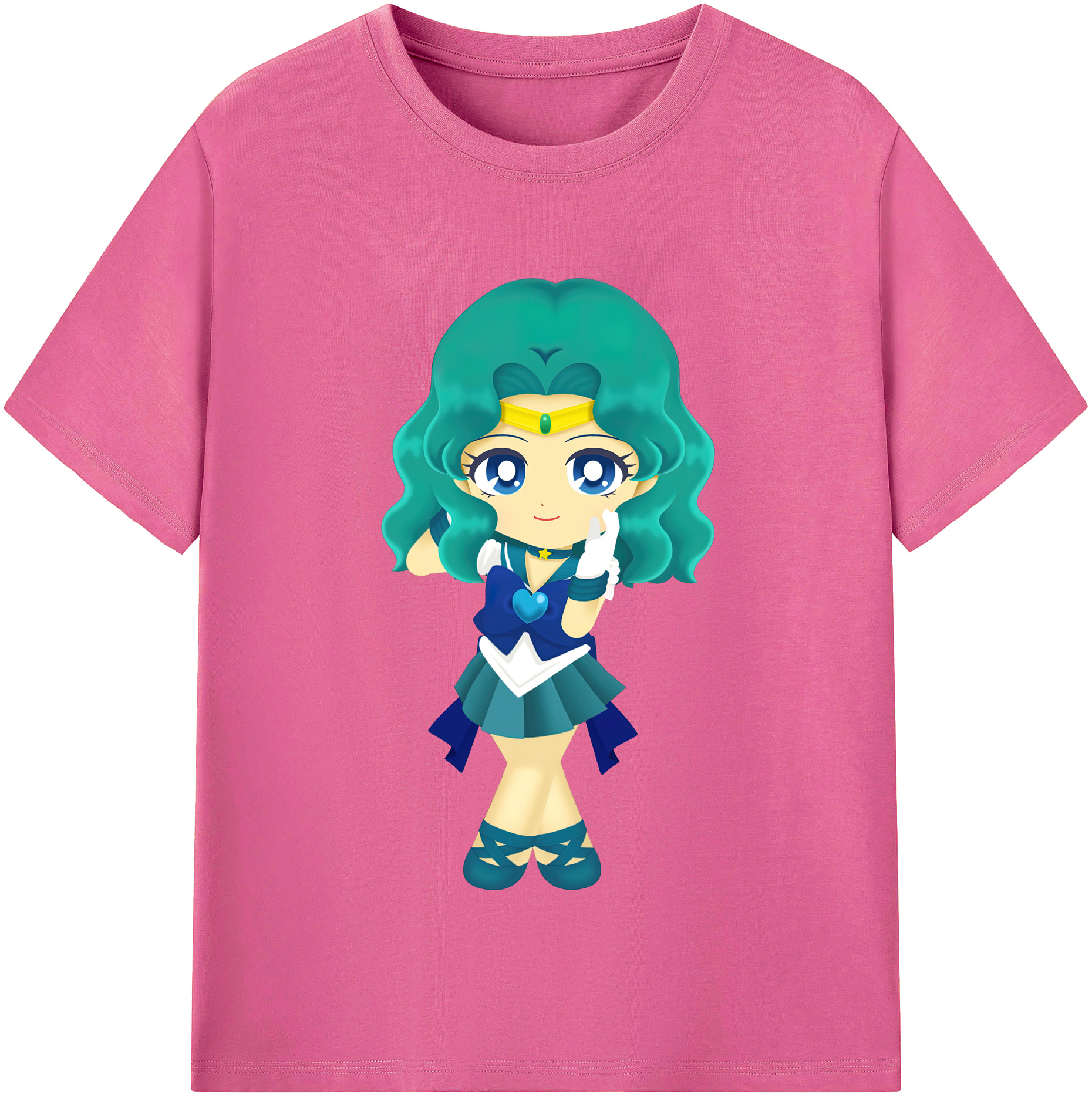 （画像用） 美少女戦士セーラームーン 海王 みちる（かいおう みちる） Sailor Moon Kaiou Michiru レディースカジュアルプリントTシャツ（綿100％）
