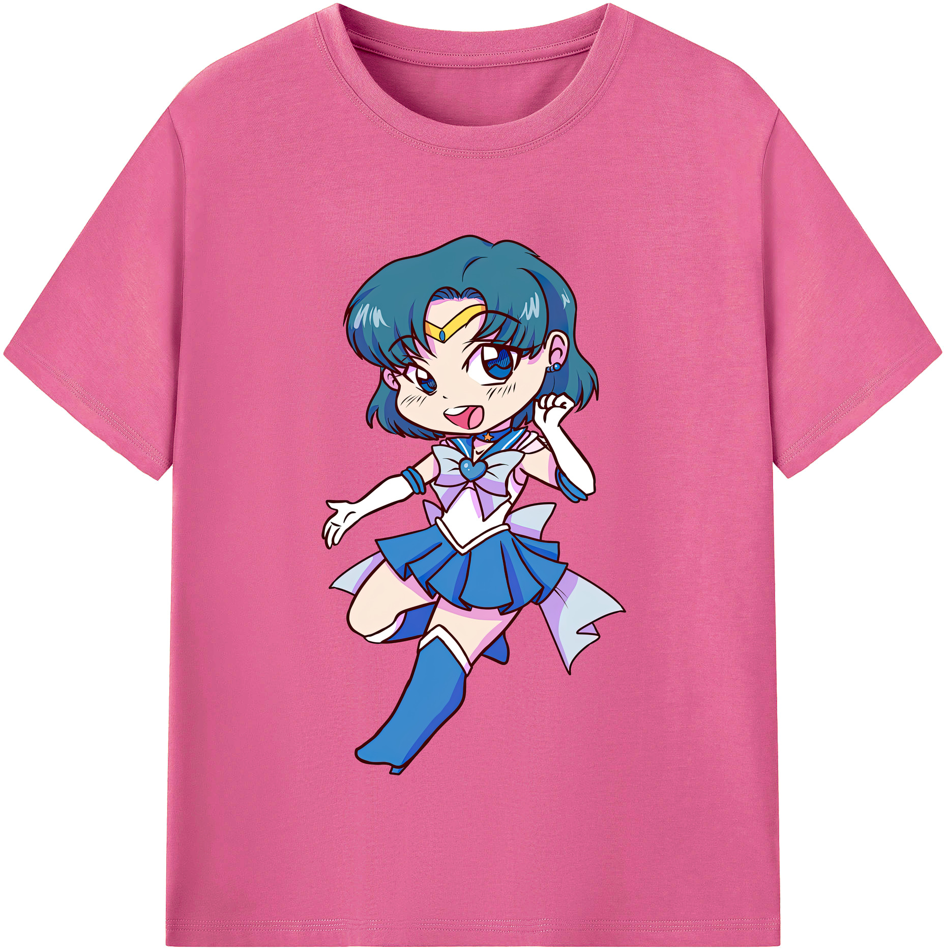 （画像用） 美少女戦士セーラームーン 水野 亜美 みずの あみ Sailor Moon Mizuno Ami レディースカジュアルプリントTシャツ（綿100％）