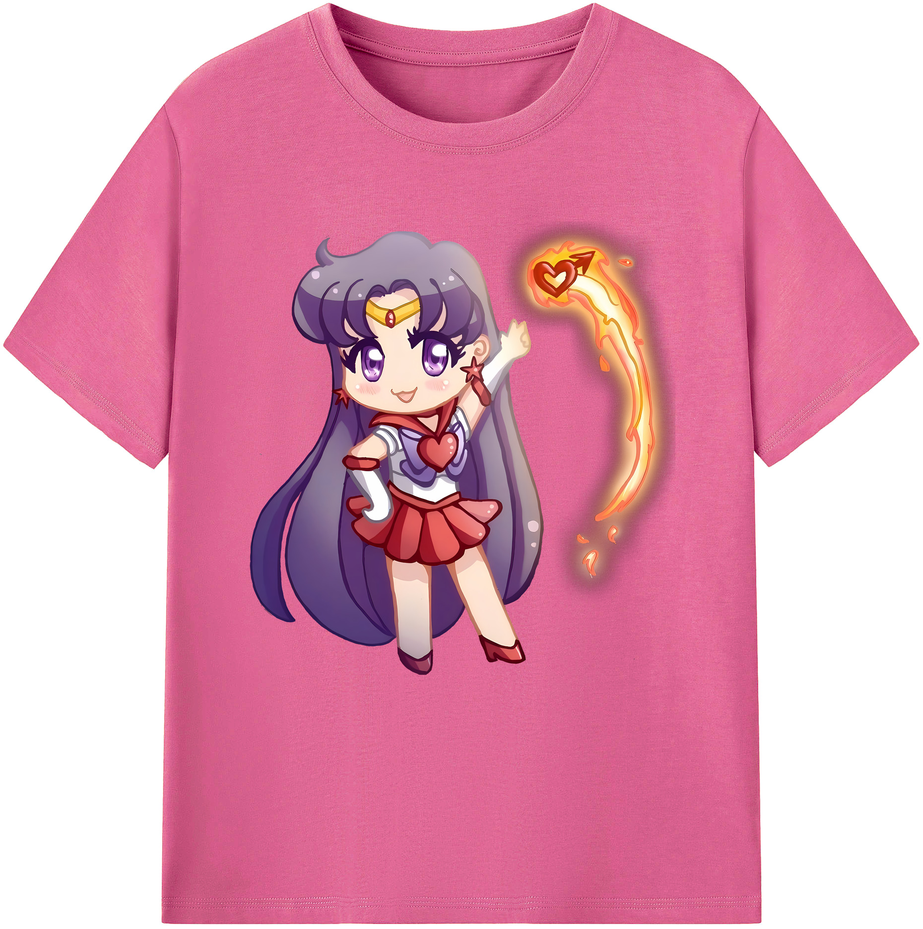 （画像用） 美少女戦士セーラームーン 火野レイ ひの レイ Sailor Moon Hino Rei （セーラーマーズ,Sailor Mars） レディースカジュアルプリントTシャツ（綿100％）