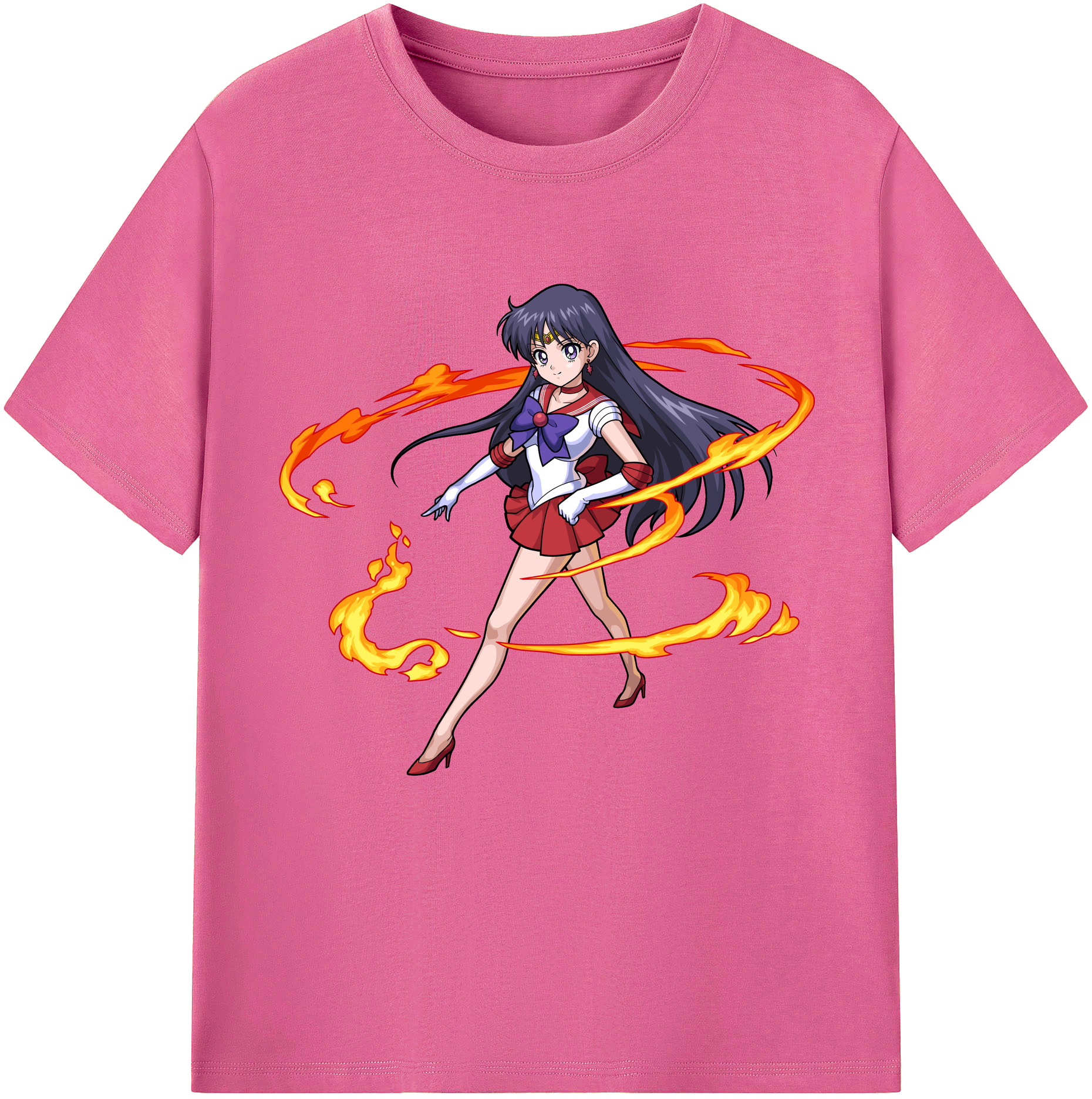 （画像用） 美少女戦士セーラームーン 火野レイ ひの レイ Sailor Moon Hino Rei （セーラーマーズ,Sailor Mars） レディースカジュアルプリントTシャツ（綿100％）