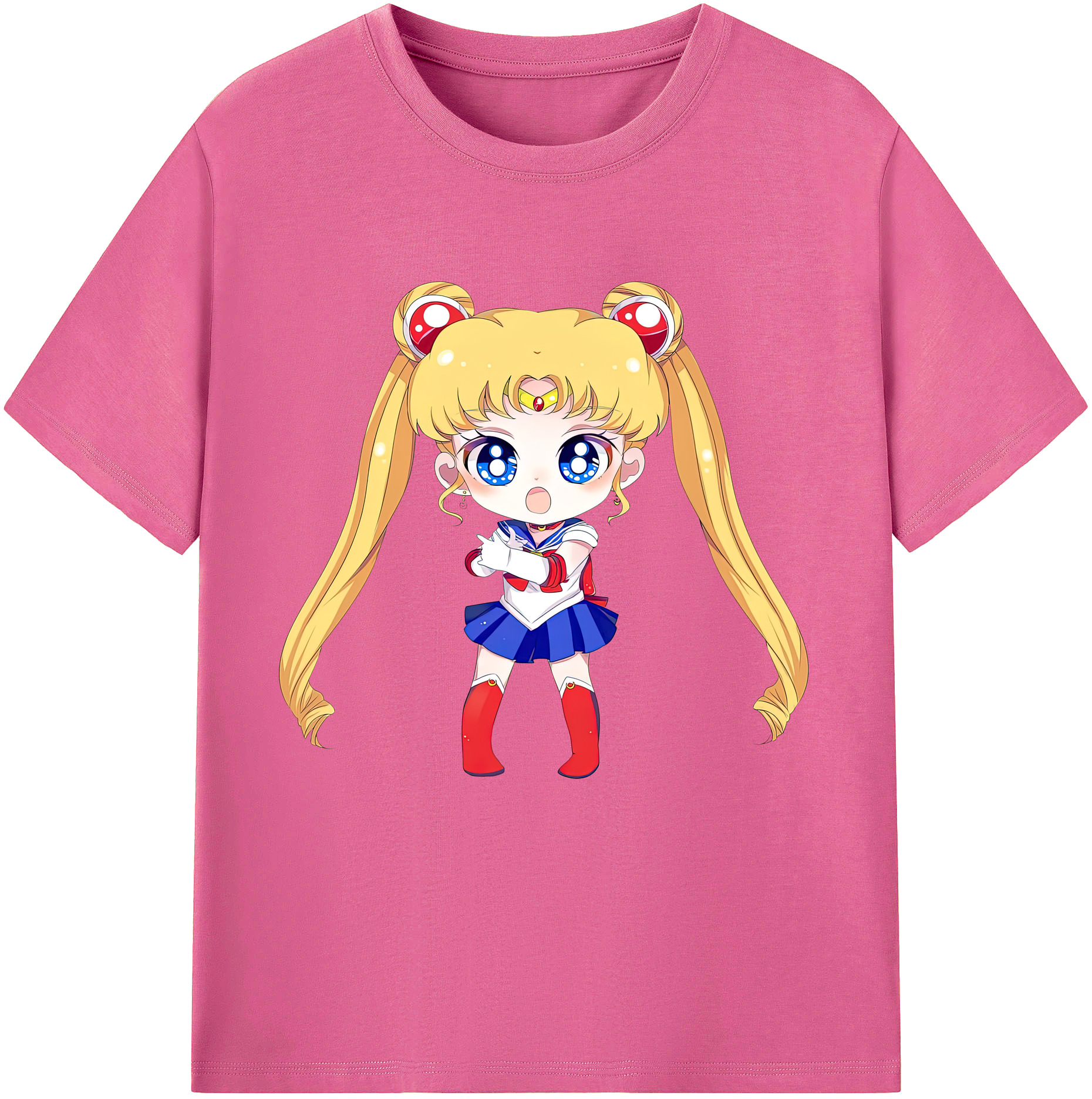 （画像用） 美少女戦士セーラームーン 月野 うさぎ つきの うさぎ Sailor Moon Tsukino Usagi レディースカジュアルプリントTシャツ（綿100％）