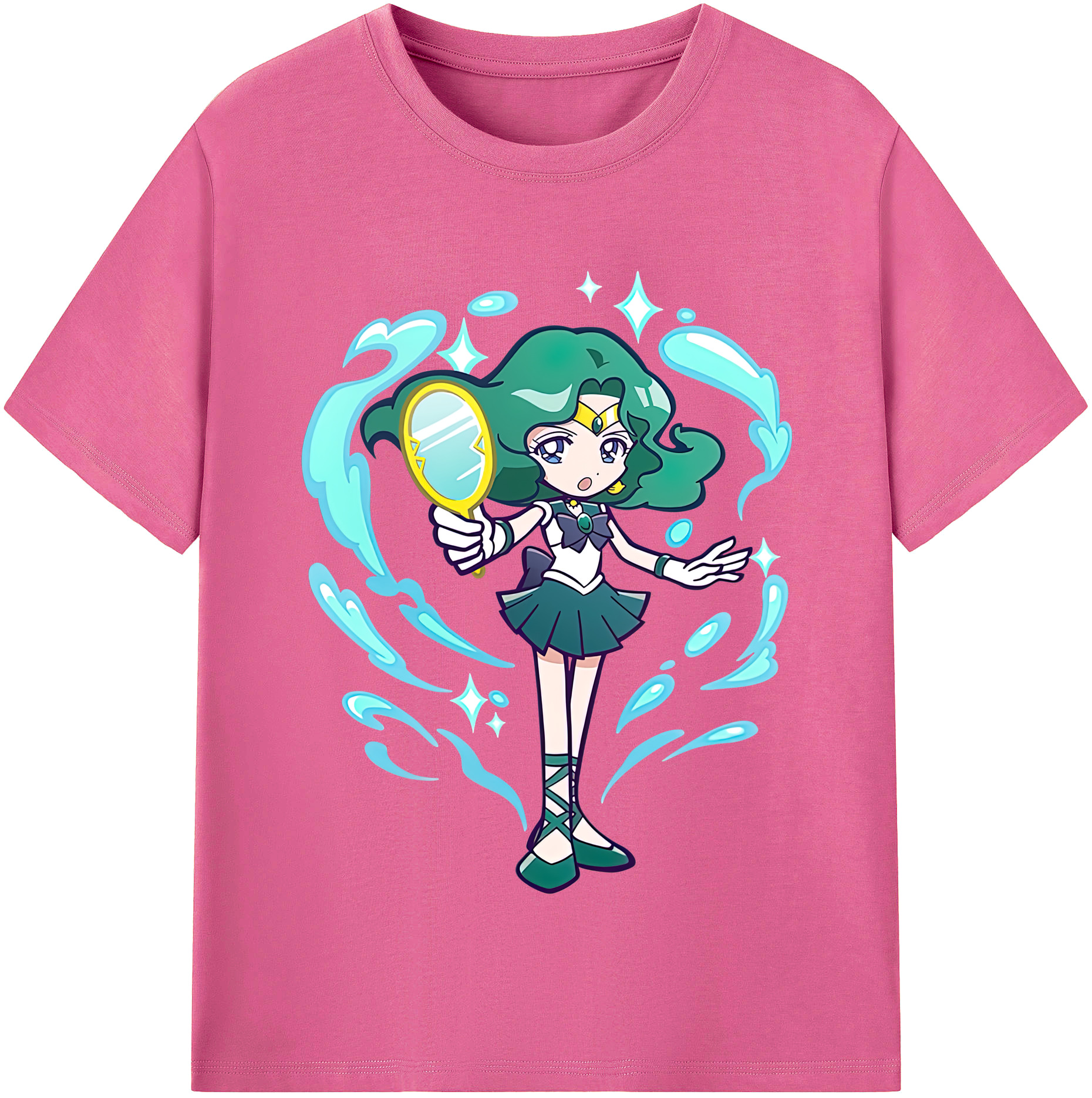 （画像用） 美少女戦士セーラームーン 海王 みちる（かいおう みちる） Sailor Moon Kaiou Michiru レディースカジュアルプリントTシャツ（綿100％）