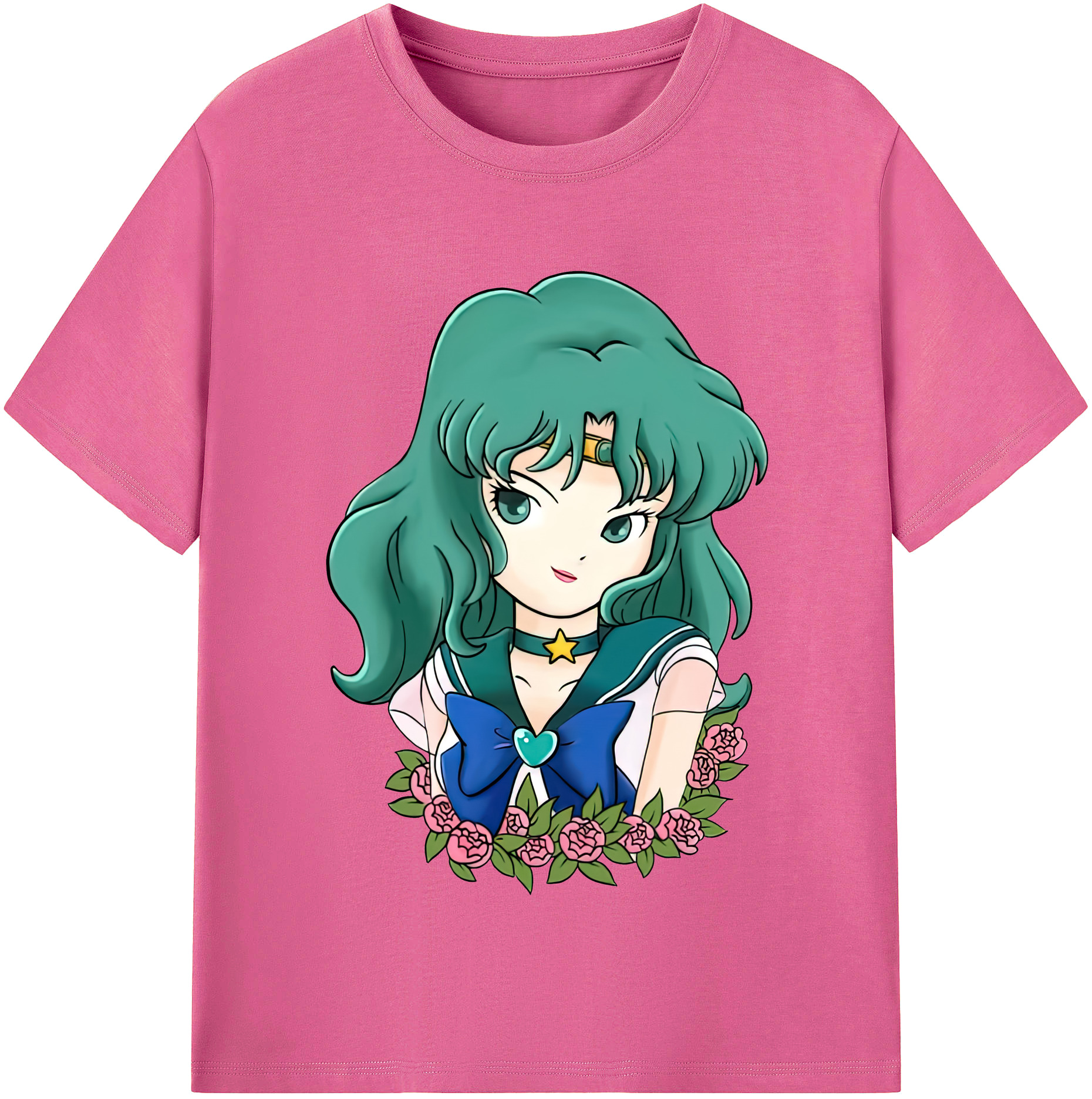 （画像用） 美少女戦士セーラームーン 海王 みちる（かいおう みちる） Sailor Moon Kaiou Michiru レディースカジュアルプリントTシャツ（綿100％）