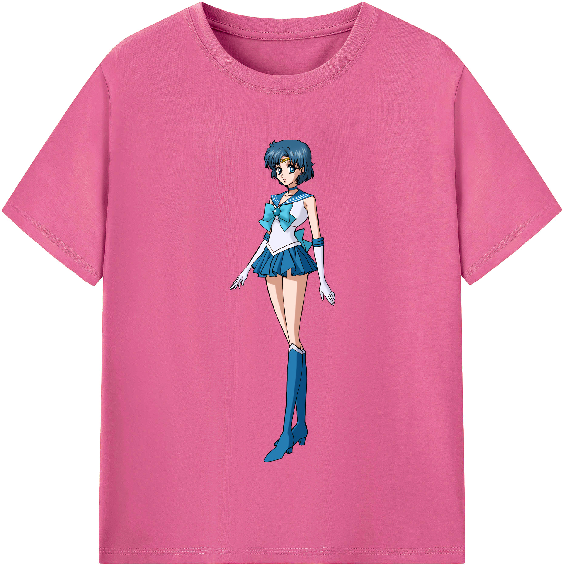 （画像用） 美少女戦士セーラームーン 水野 亜美 みずの あみ Sailor Moon Mizuno Ami レディースカジュアルプリントTシャツ（綿100％）