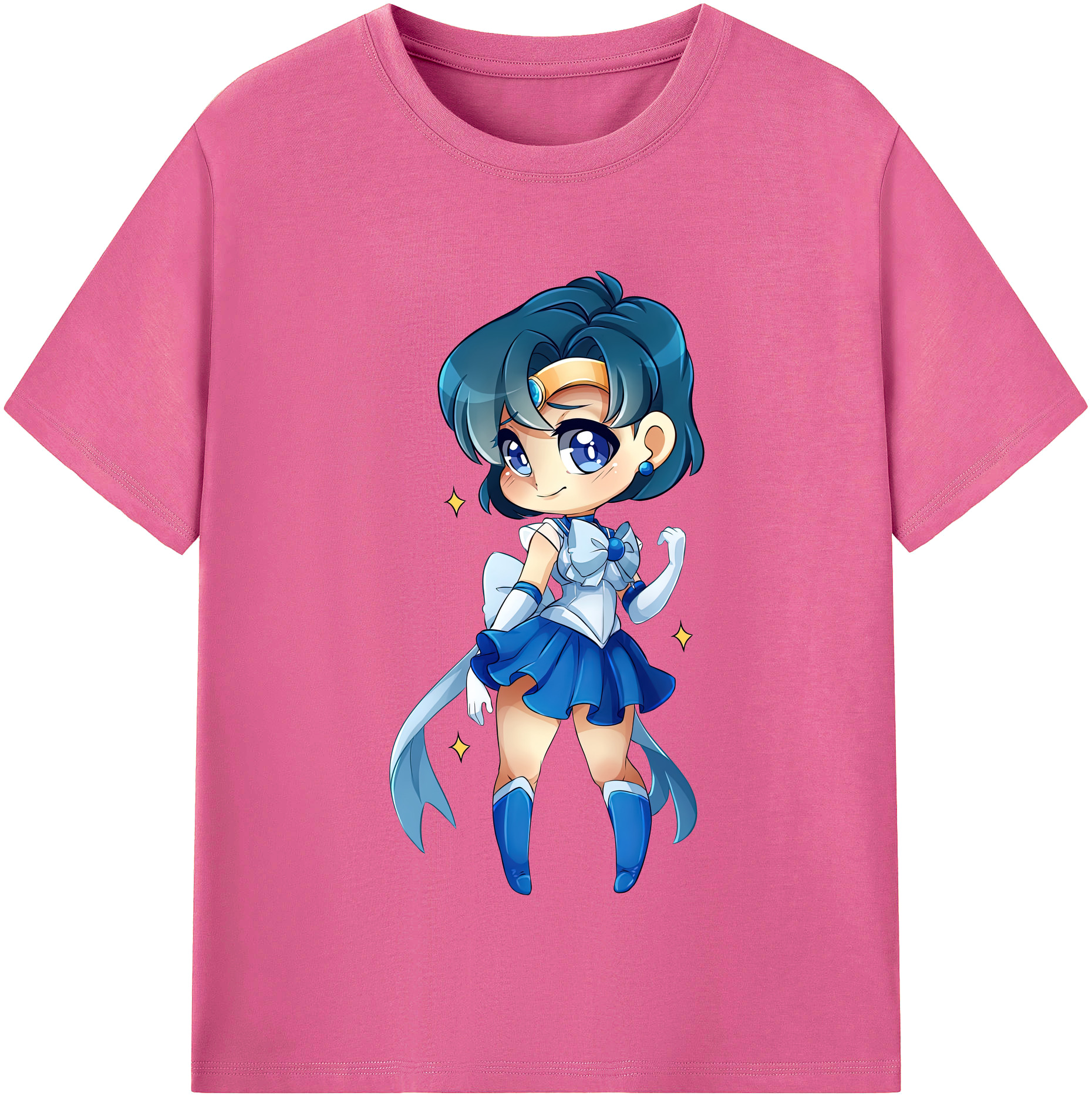 （画像用） 美少女戦士セーラームーン 水野 亜美 みずの あみ Sailor Moon Mizuno Ami レディースカジュアルプリントTシャツ（綿100％）