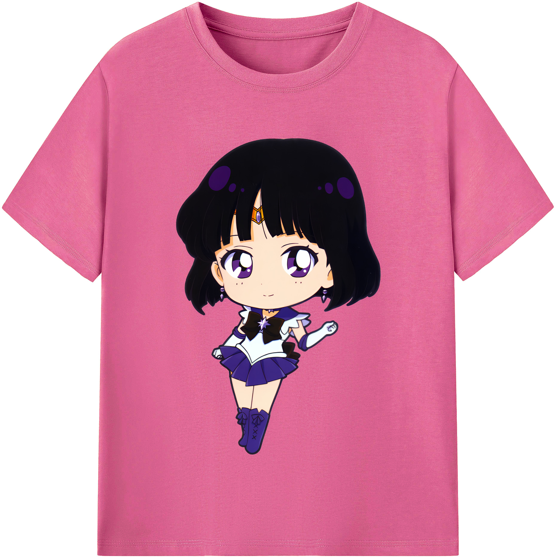 （画像用） 美少女戦士セーラームーン 土萠ほたる Sailor Moon Tomoe Hotaru （セーラーサターン；Sailor Saturn） レディースカジュアルプリントTシャツ（綿100％）