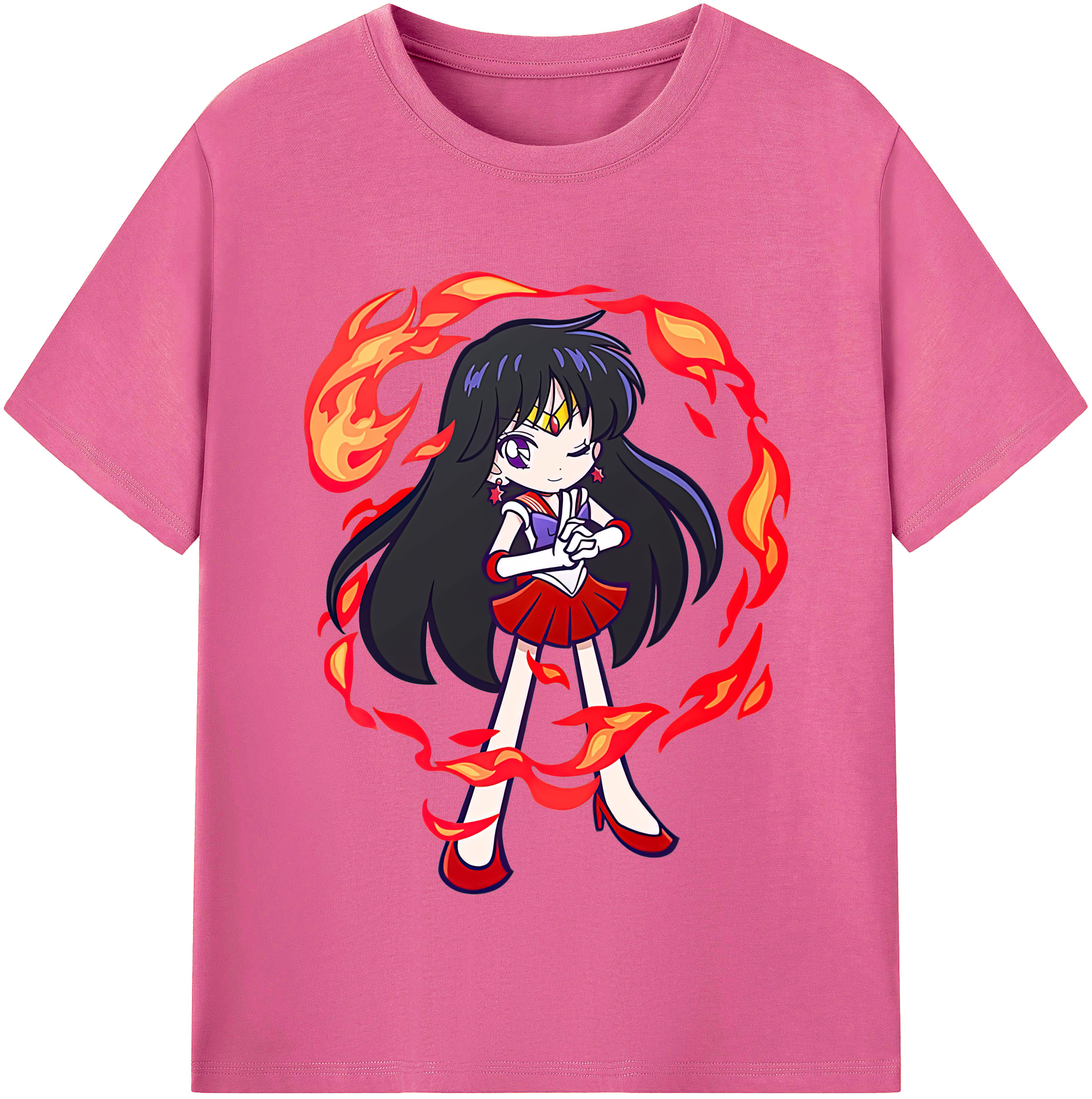 （画像用） 美少女戦士セーラームーン 火野レイ ひの レイ Sailor Moon Hino Rei （セーラーマーズ,Sailor Mars） レディースカジュアルプリントTシャツ（綿100％）