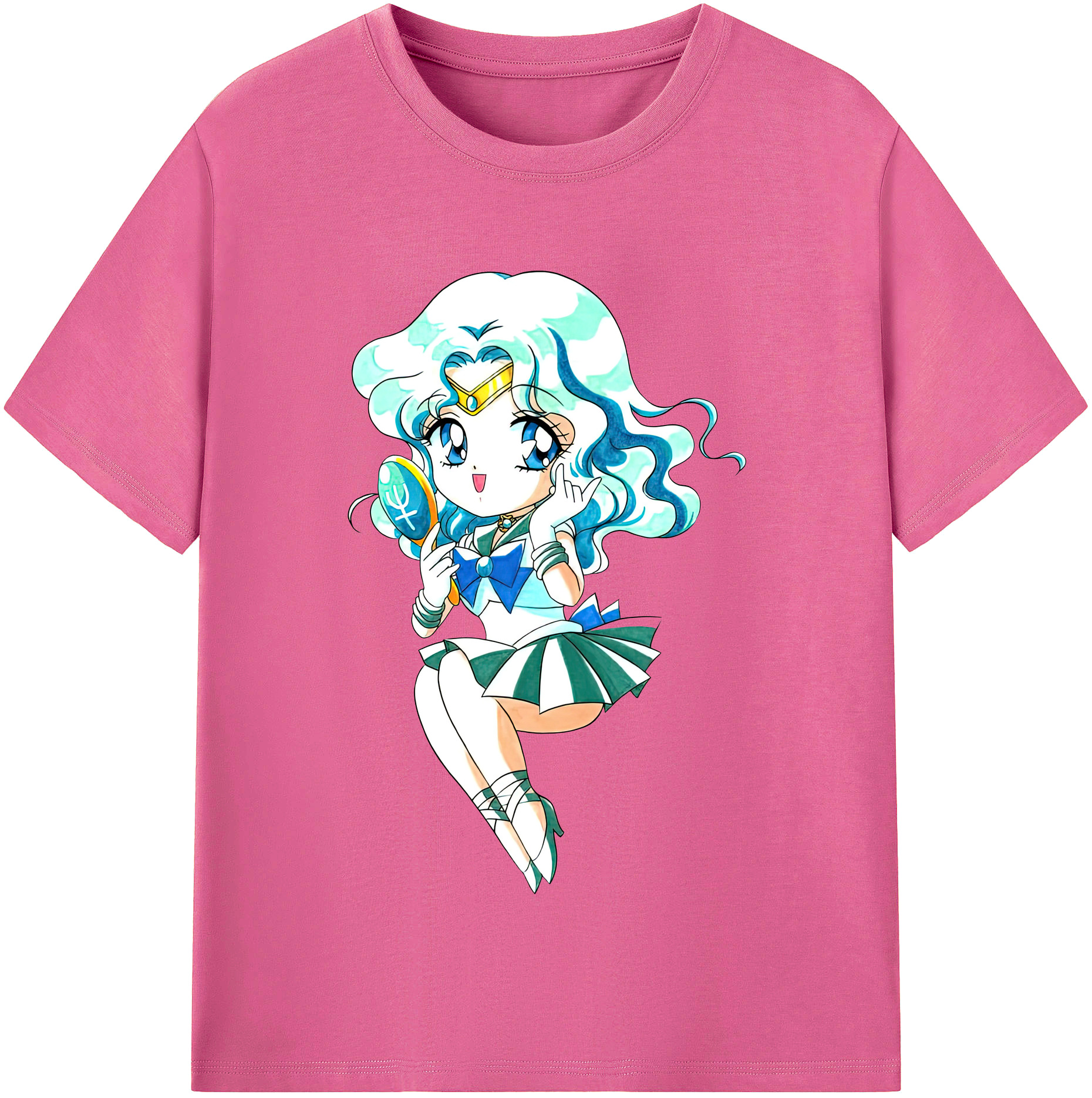 （画像用） 美少女戦士セーラームーン 海王 みちる（かいおう みちる） Sailor Moon Kaiou Michiru レディースカジュアルプリントTシャツ（綿100％）