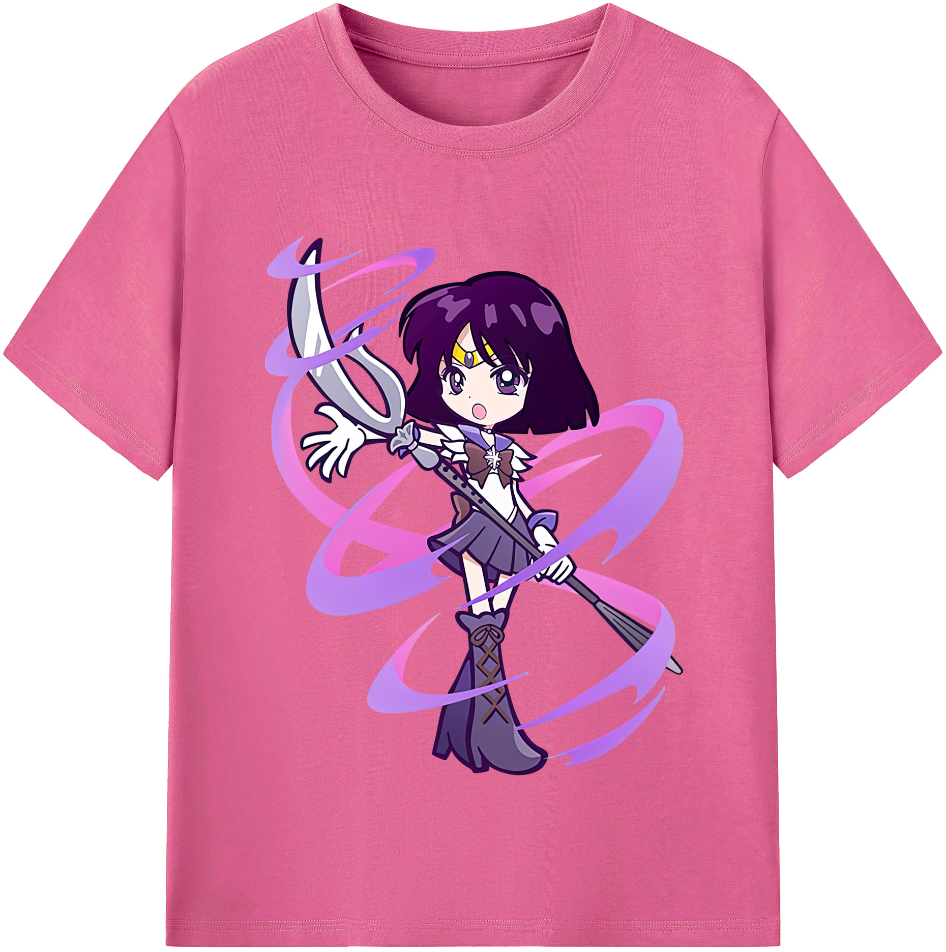 （画像用） 美少女戦士セーラームーン 土萠ほたる Sailor Moon Tomoe Hotaru （セーラーサターン；Sailor Saturn） レディースカジュアルプリントTシャツ（綿100％）