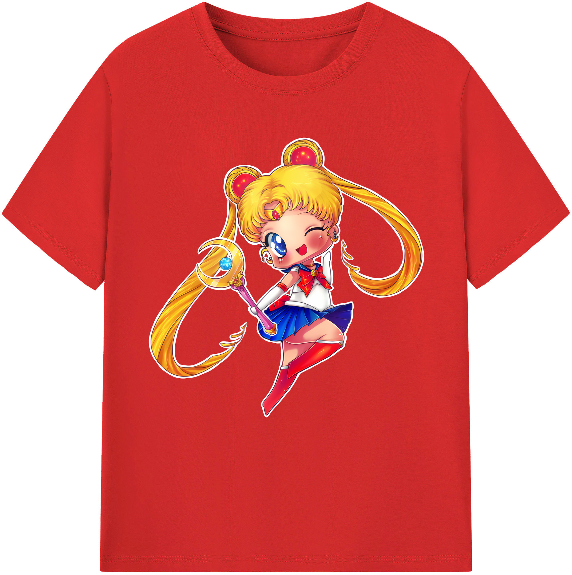 （画像用） 美少女戦士セーラームーン 月野 うさぎ つきの うさぎ Sailor Moon Tsukino Usagi レディースカジュアルプリントTシャツ（綿100％）
