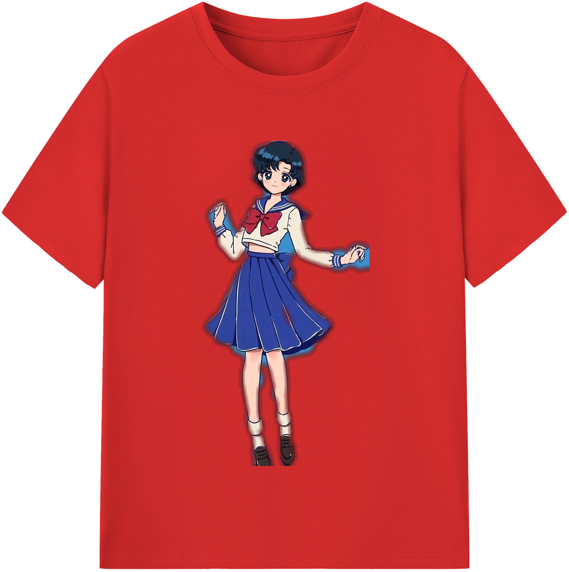（画像用） 美少女戦士セーラームーン 水野 亜美 みずの あみ Sailor Moon Mizuno Ami レディースカジュアルプリントTシャツ（綿100％）