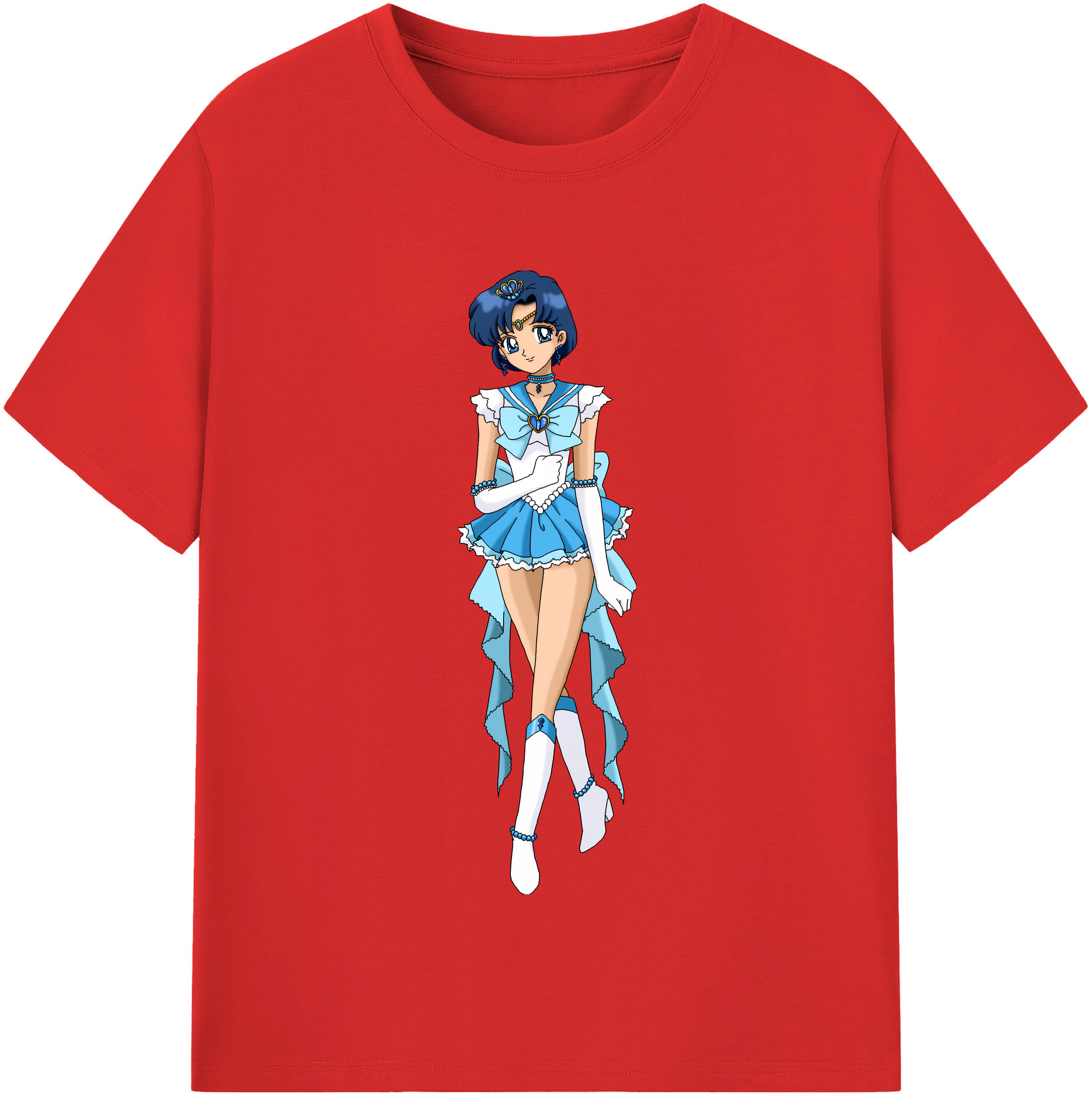 （画像用） 美少女戦士セーラームーン 水野 亜美 みずの あみ Sailor Moon Mizuno Ami レディースカジュアルプリントTシャツ（綿100％）