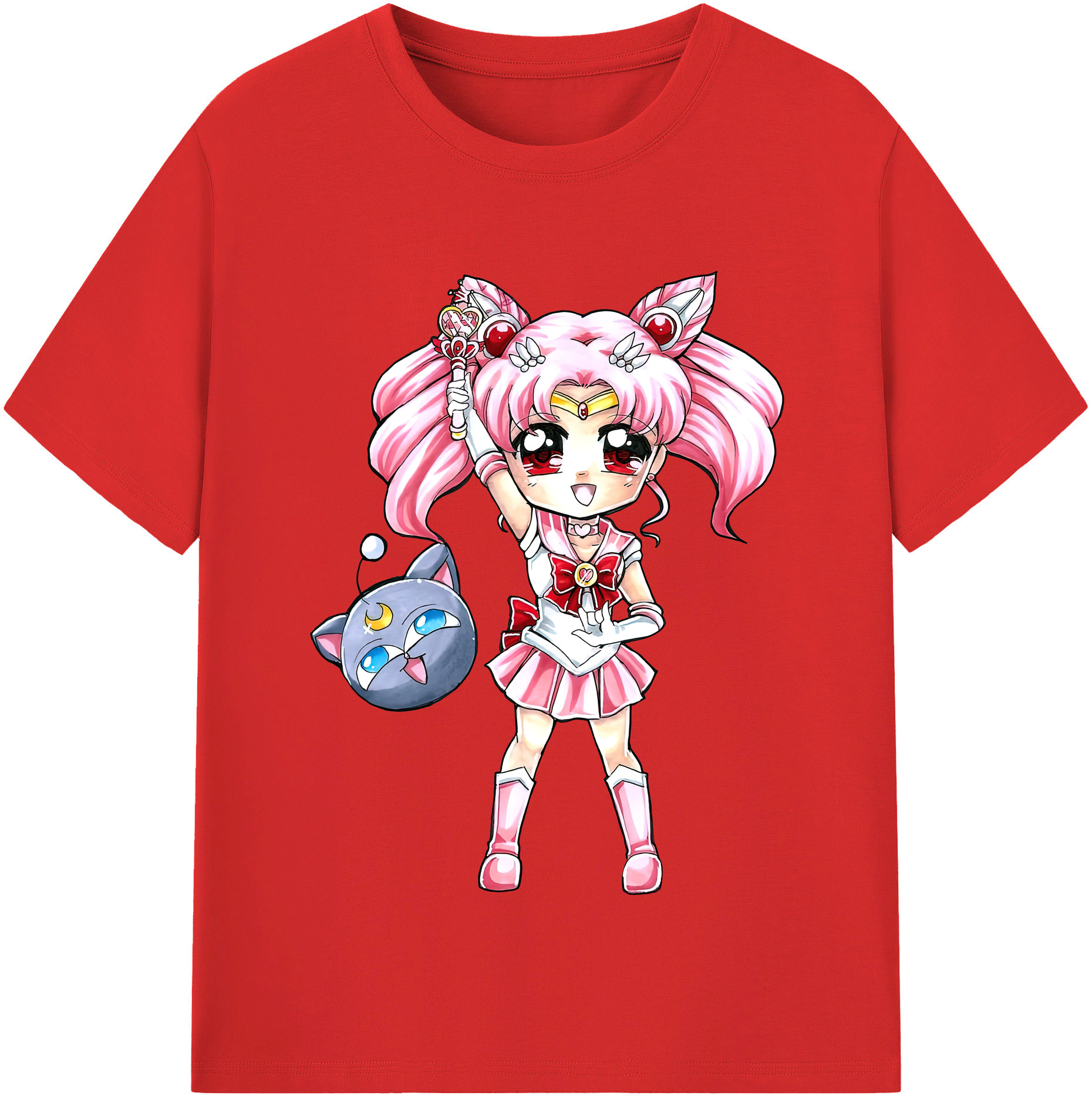 （画像用） 美少女戦士セーラームーン ちびうさ Sailor Moon Chibiusa Tsukino Usagi Small Lady Serenity レディースカジュアルプリントTシャツ（綿100％）