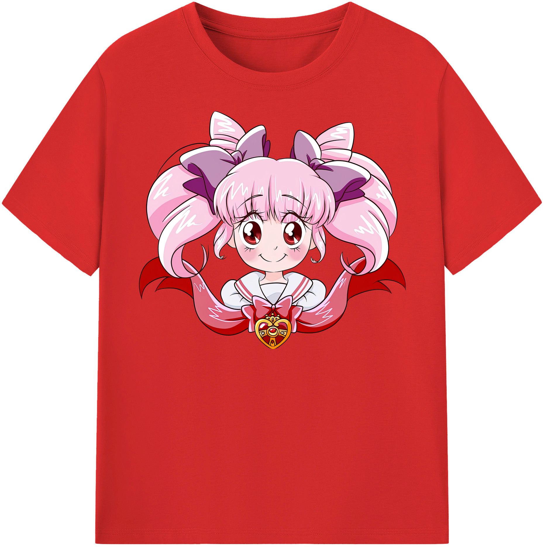 （画像用） 美少女戦士セーラームーン ちびうさ Sailor Moon Chibiusa Tsukino Usagi Small Lady Serenity レディースカジュアルプリントTシャツ（綿100％）