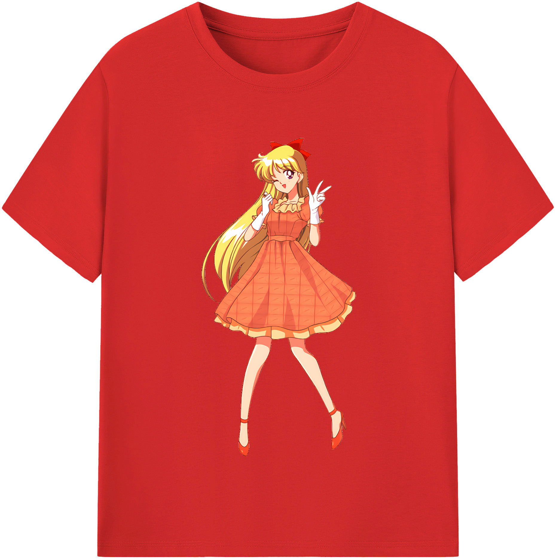 （画像用） 美少女戦士セーラームーン 愛野 美奈子 あいの みなこ Sailor Moon Aino Minako レディースカジュアルプリントTシャツ（綿100％）