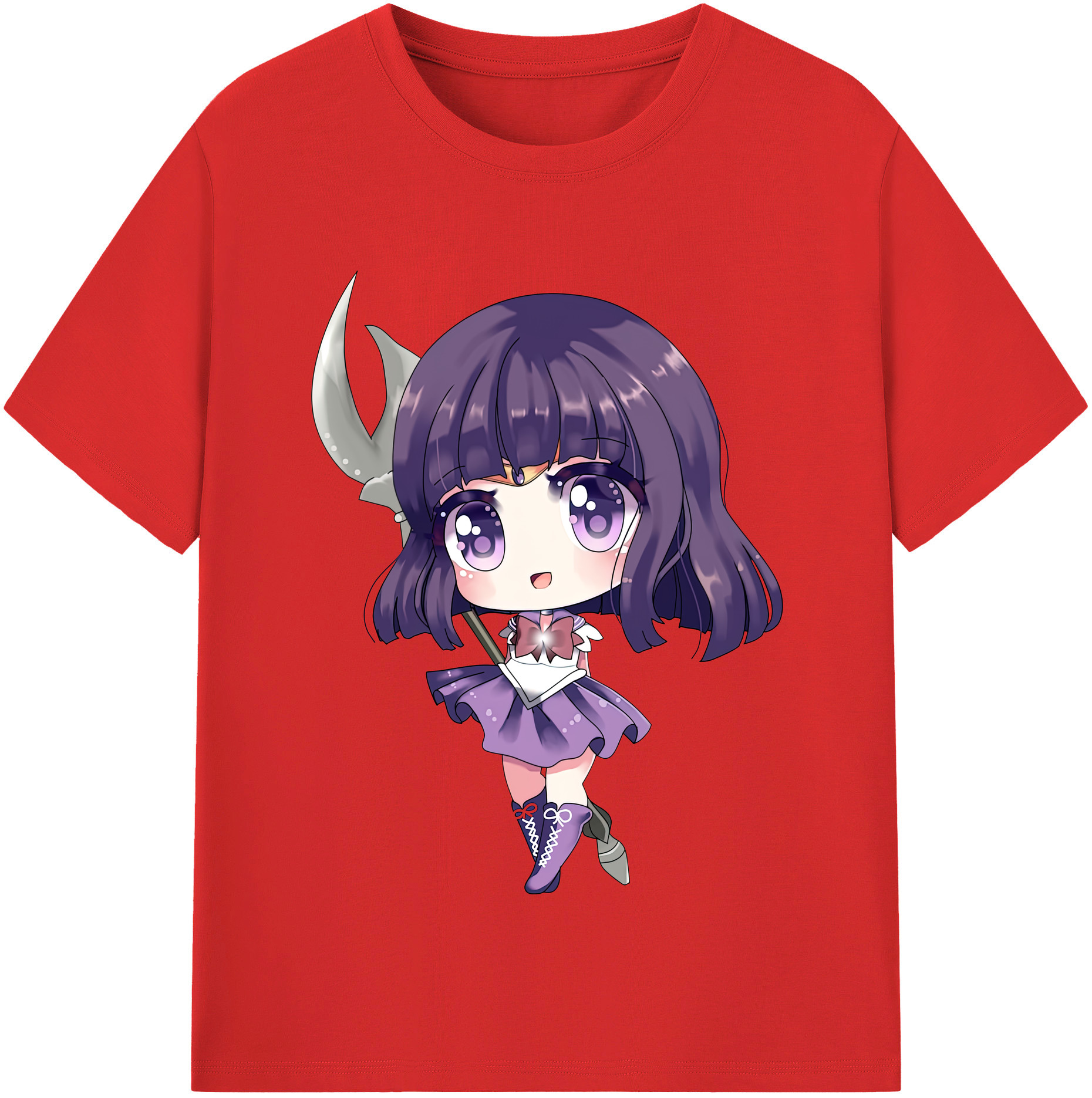 （画像用） 美少女戦士セーラームーン 土萠ほたる Sailor Moon Tomoe Hotaru （セーラーサターン；Sailor Saturn） レディースカジュアルプリントTシャツ（綿100％）