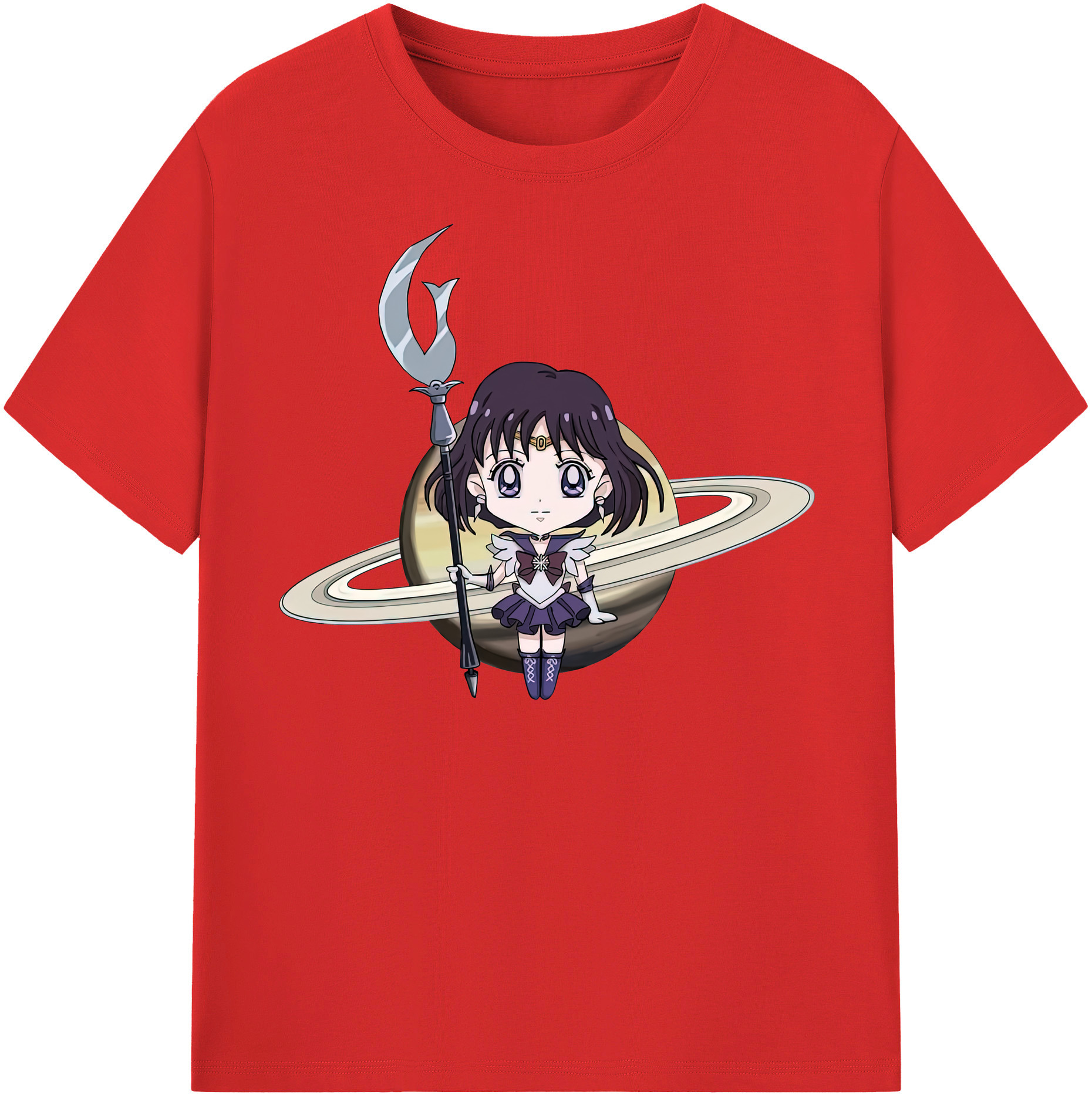 （画像用） 美少女戦士セーラームーン 土萠ほたる Sailor Moon Tomoe Hotaru （セーラーサターン；Sailor Saturn） レディースカジュアルプリントTシャツ（綿100％）